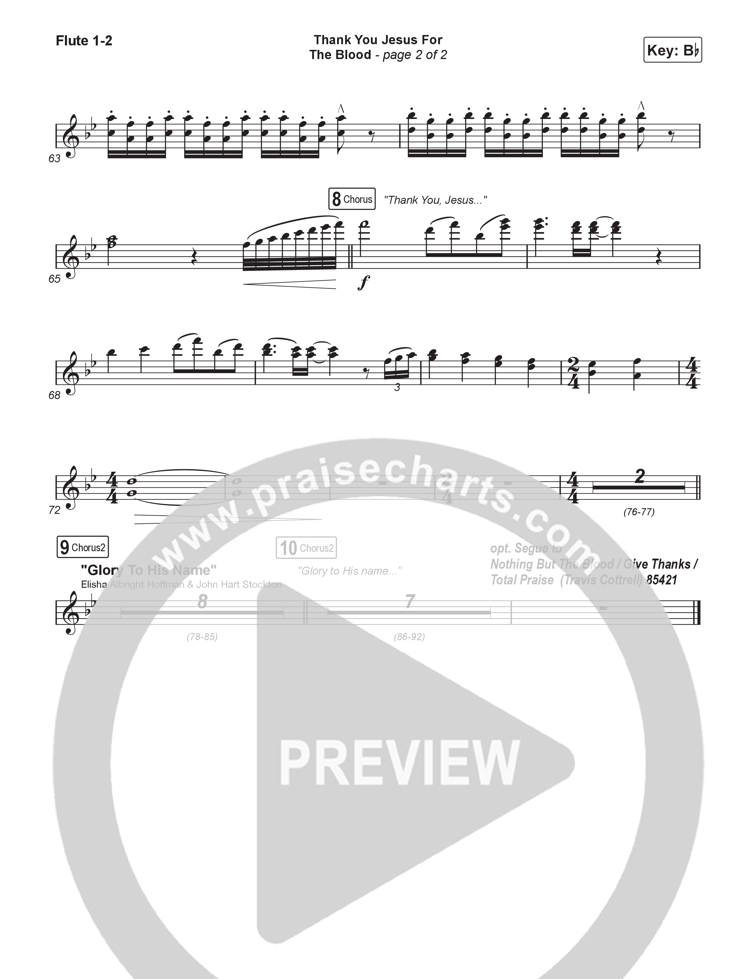 Thank You Jesus For The Blood (Choral/SATB) Flute 1,2 (Travis Cottrell / Brooke Voland / Brentwood Baptist Choir / Orch. Travis Patton)