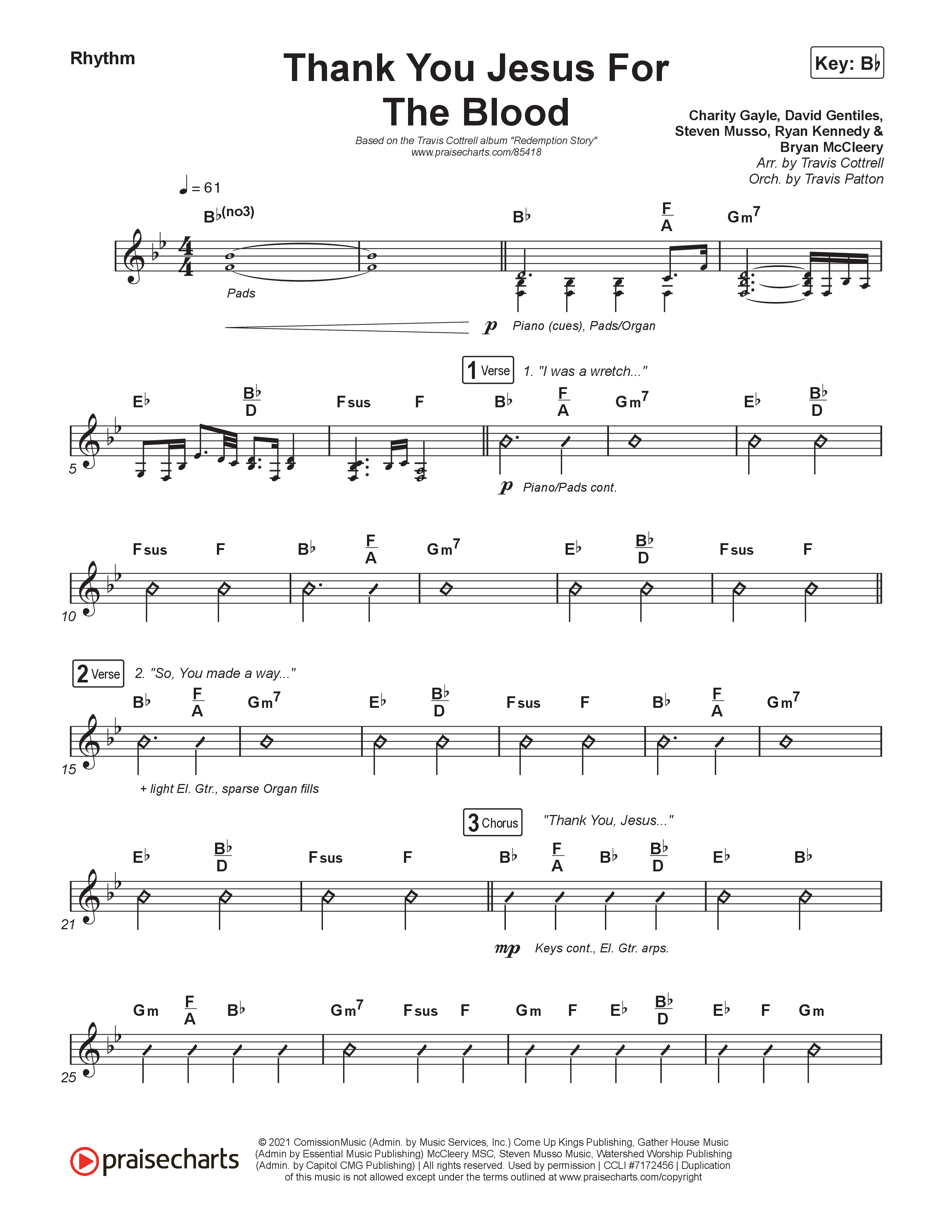 Thank You Jesus For The Blood (Choral/SATB) Rhythm Pack (Travis Cottrell / Brooke Voland / Brentwood Baptist Choir / Orch. Travis Patton)