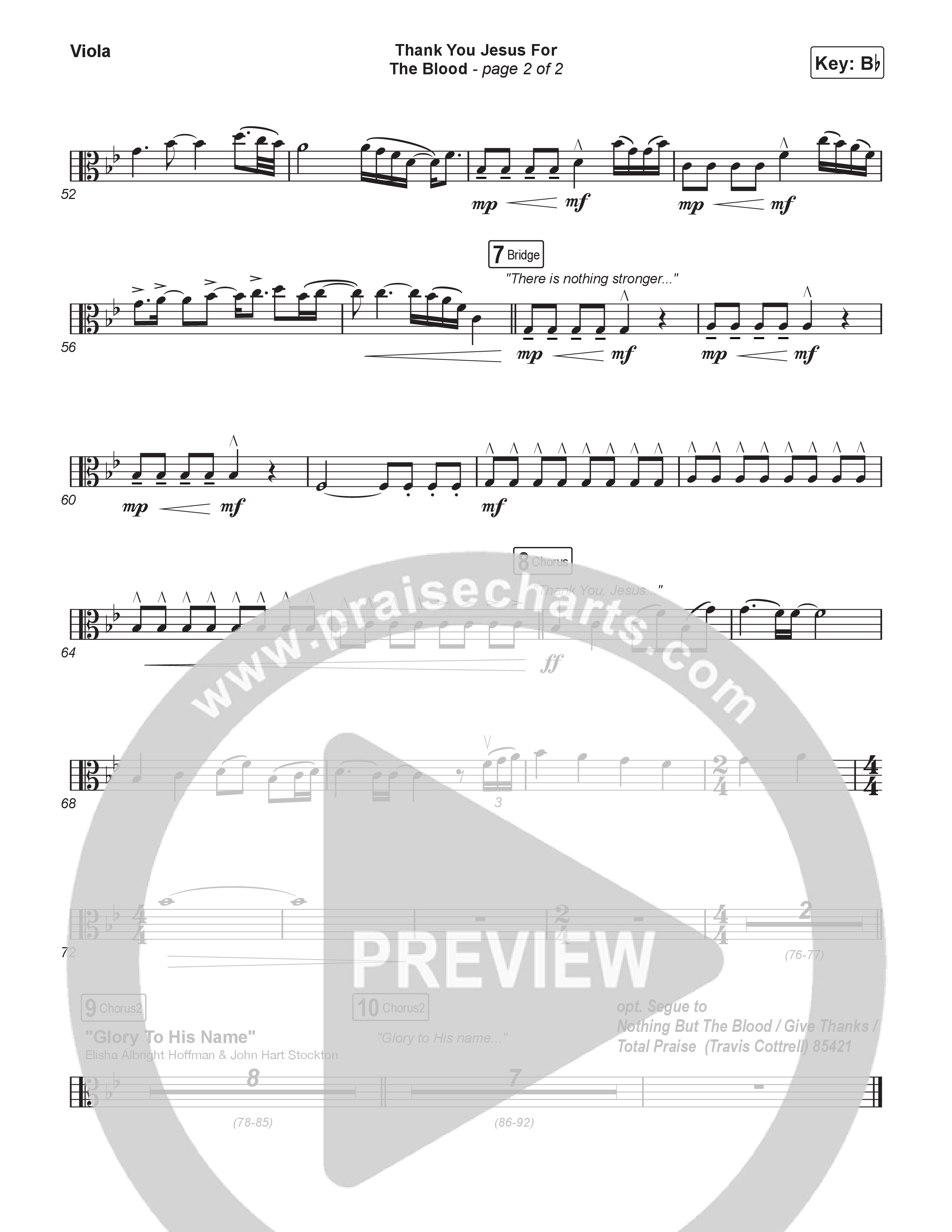 Thank You Jesus For The Blood (Choral/SATB) Viola (Travis Cottrell / Brooke Voland / Brentwood Baptist Choir / Orch. Travis Patton)
