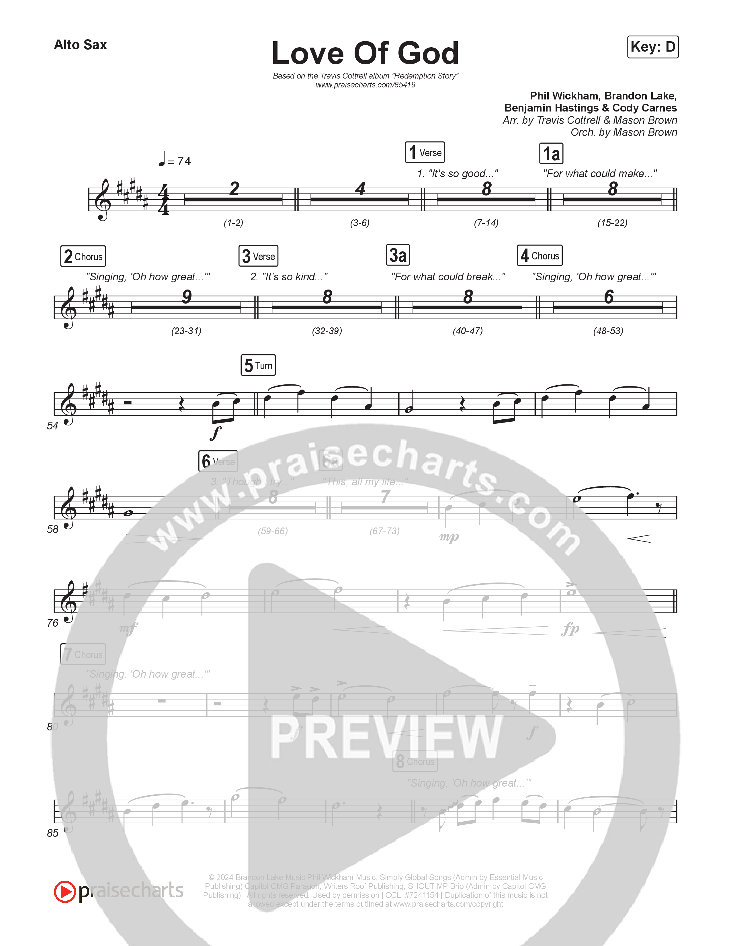 Love Of God (Choral/SATB) Sax Pack (Travis Cottrell / Arr. Mason Brown)