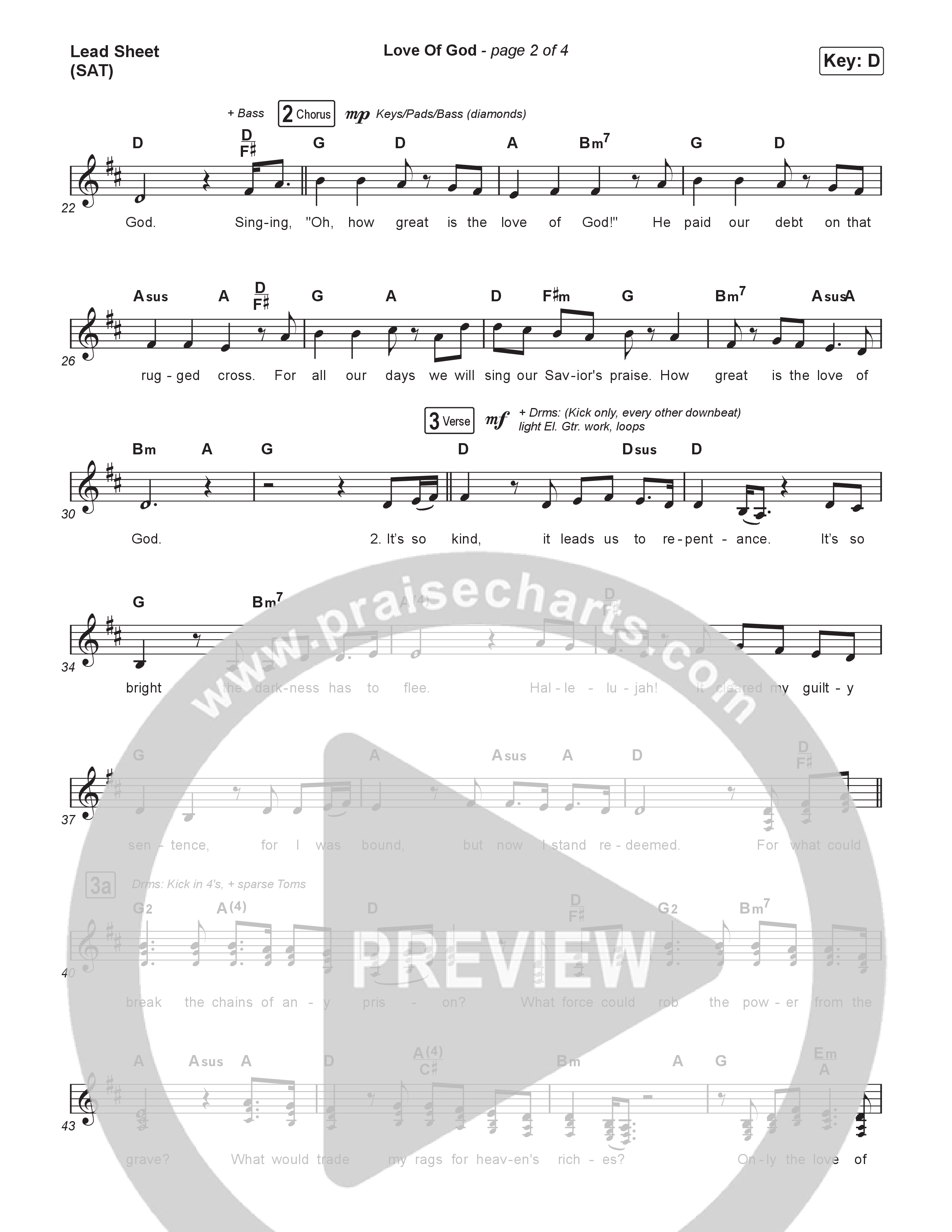 Love Of God (Choral/SATB) Lead Sheet (SAT) (Travis Cottrell / Arr. Mason Brown)