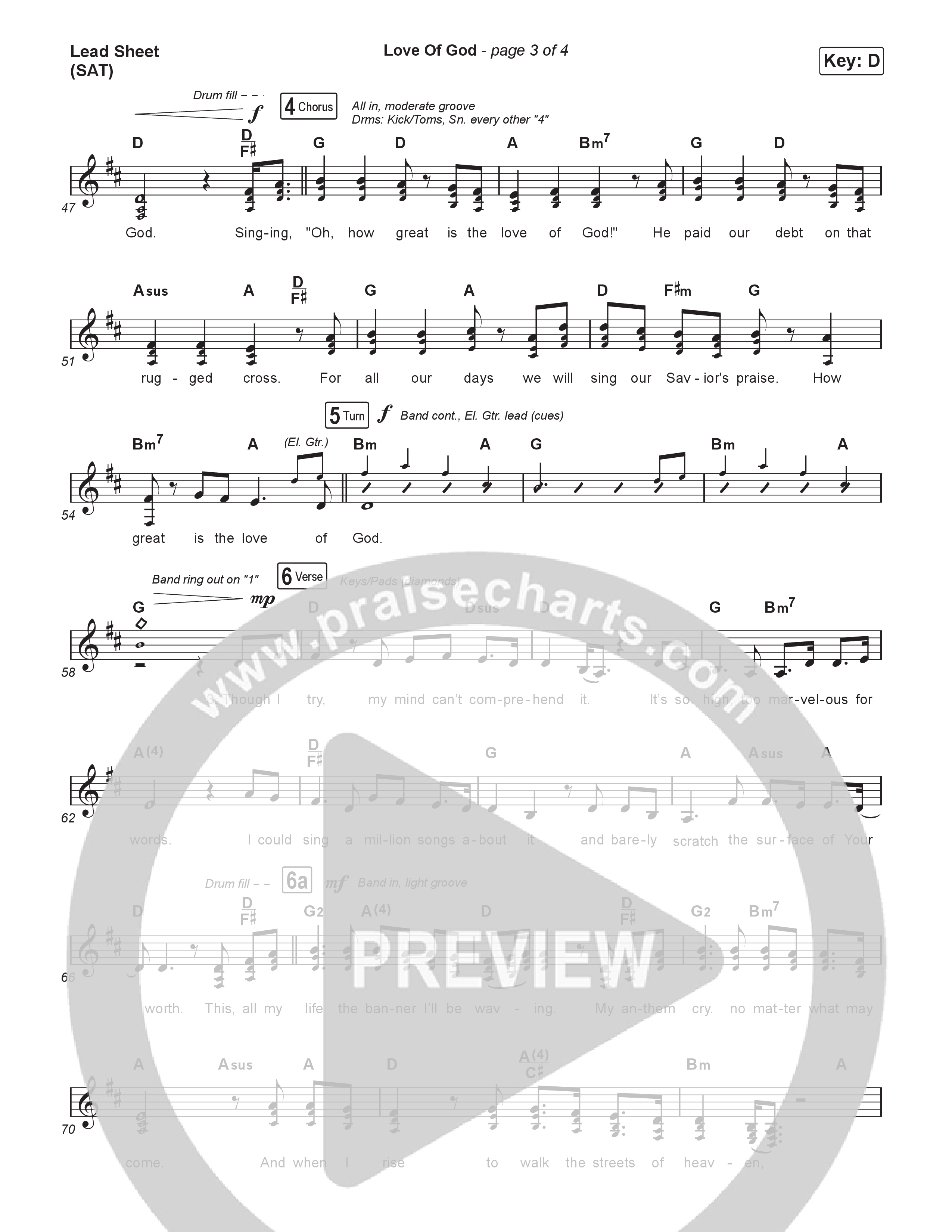 Love Of God (Choral/SATB) Lead Sheet (SAT) (Travis Cottrell / Arr. Mason Brown)