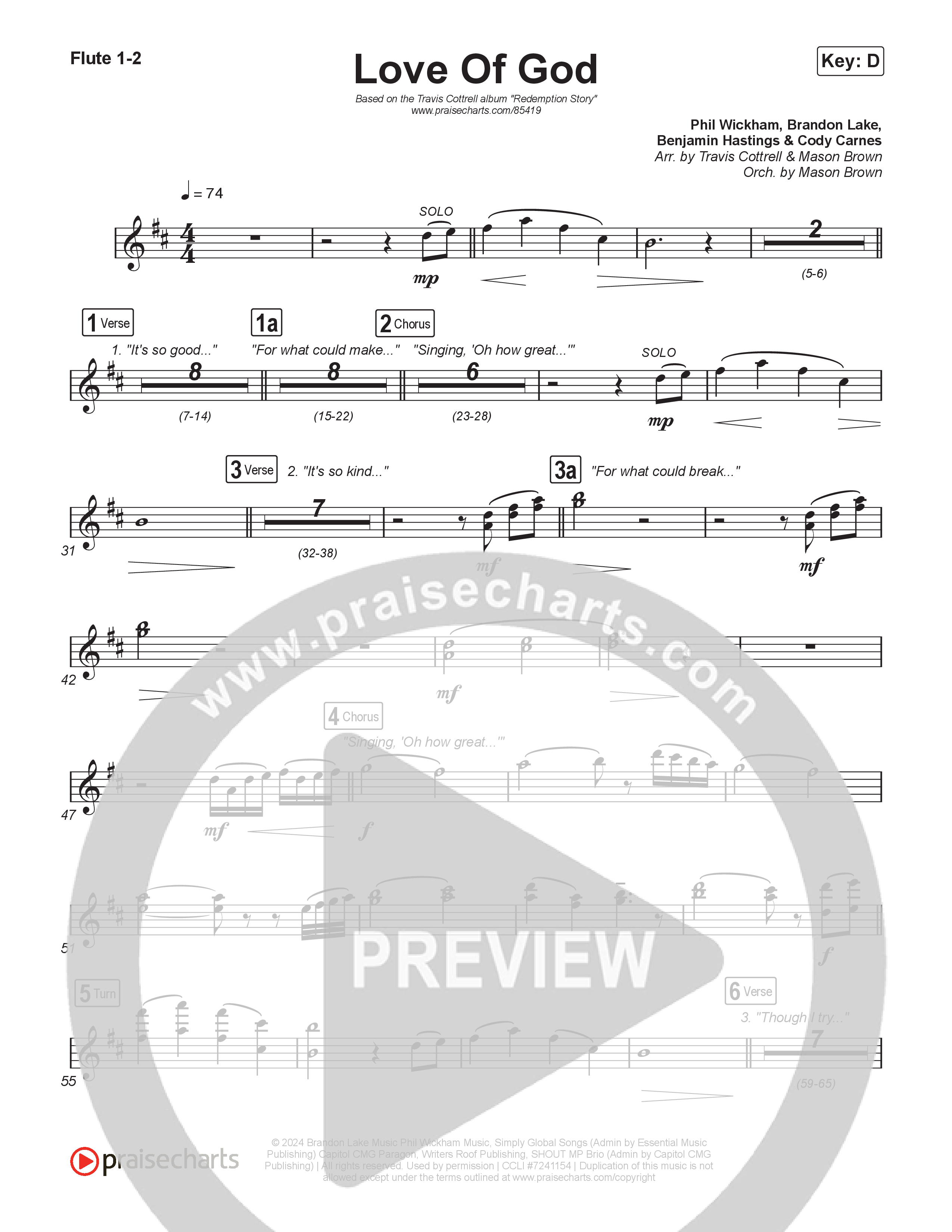 Love Of God (Choral/SATB) Wind Pack (Travis Cottrell / Arr. Mason Brown)