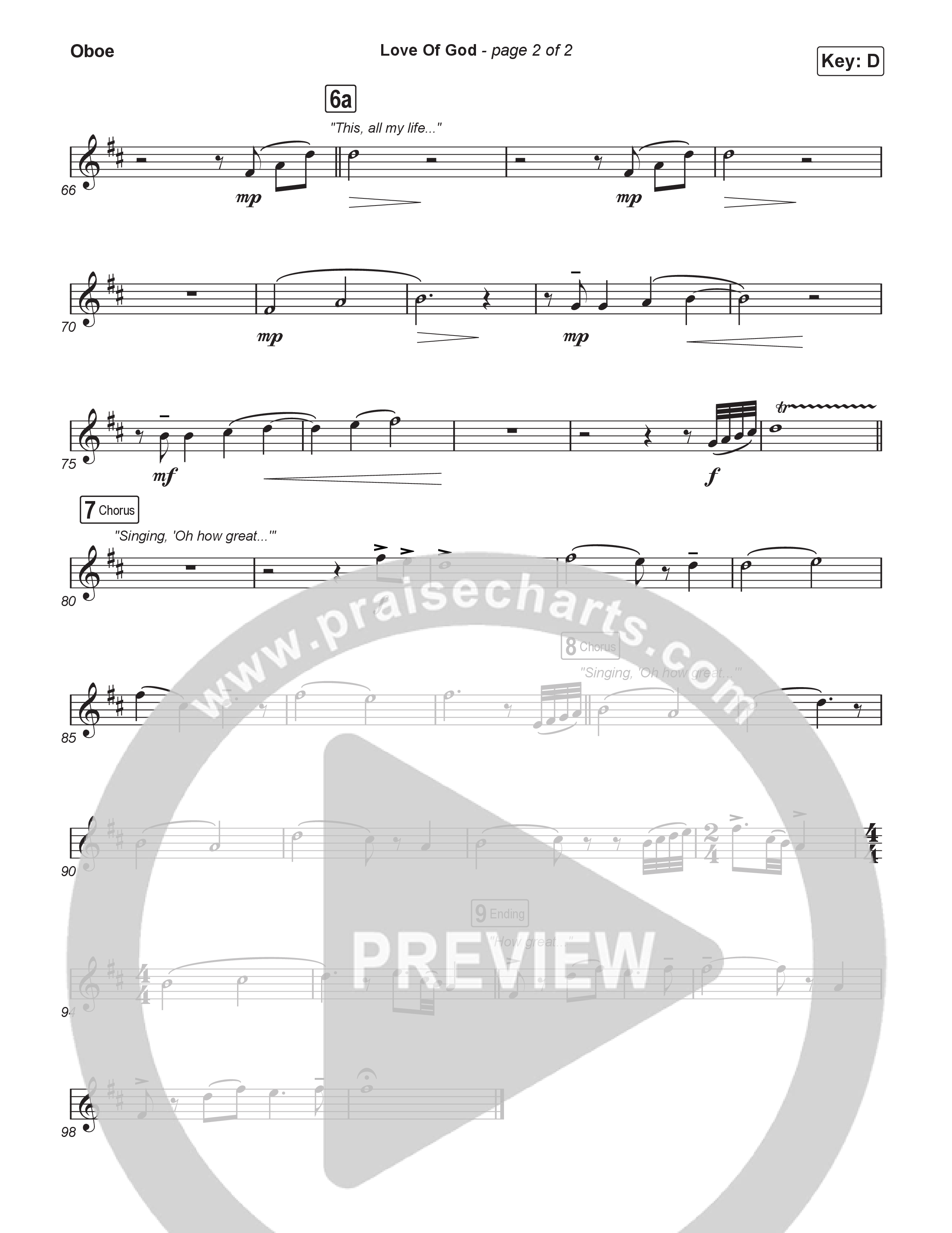 Love Of God (Choral/SATB) Oboe (Travis Cottrell / Arr. Mason Brown)