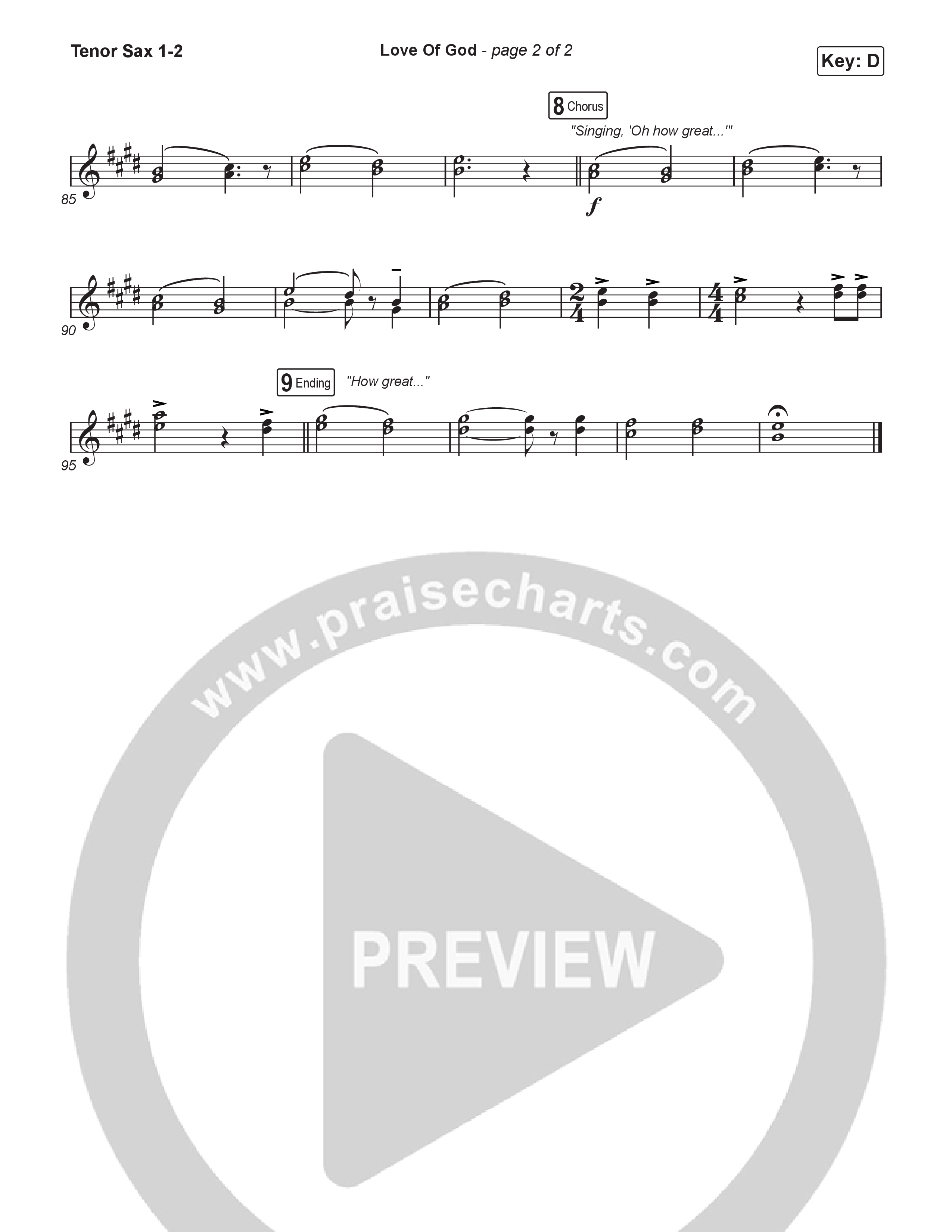 Love Of God (Choral/SATB) Tenor Sax 1,2 (Travis Cottrell / Arr. Mason Brown)