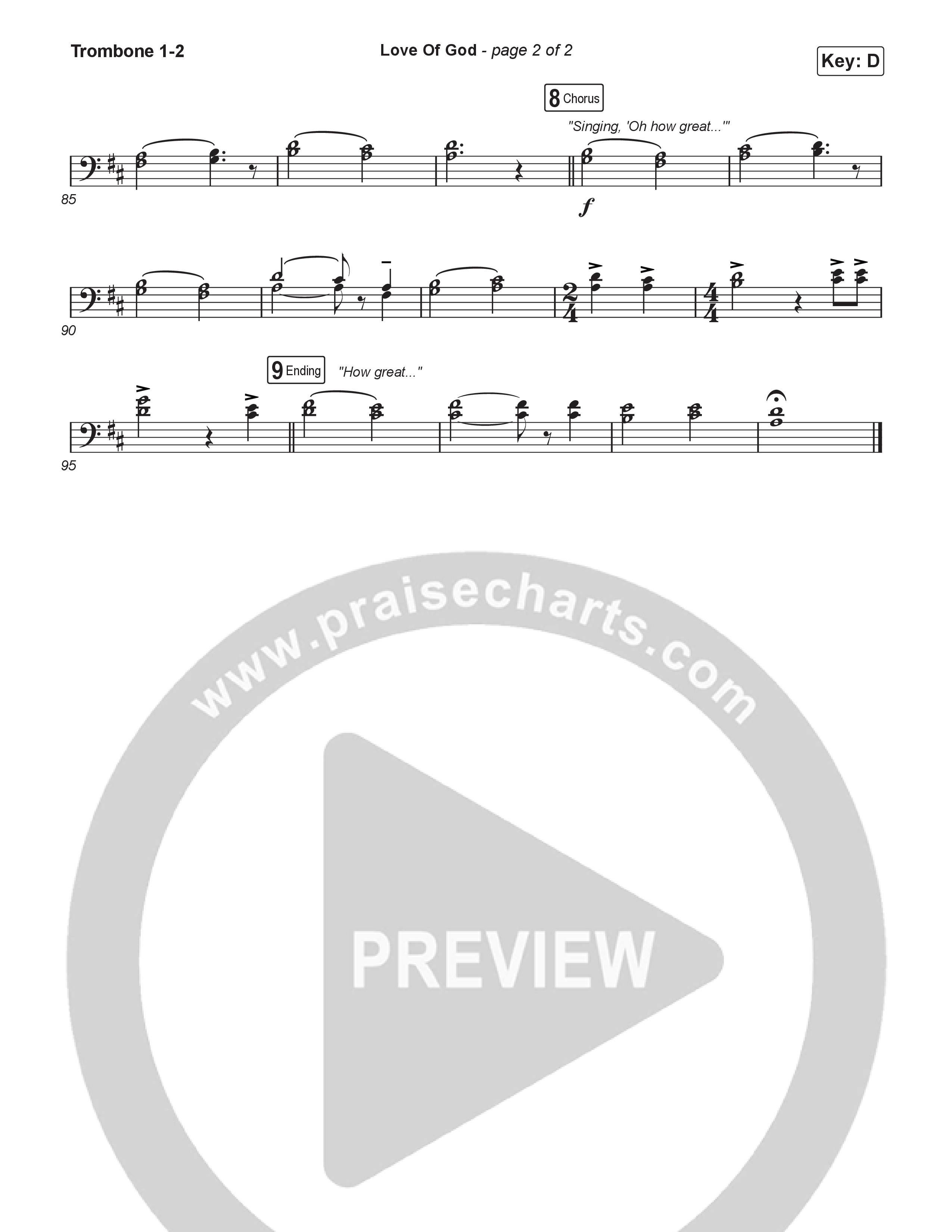 Love Of God (Choral/SATB) Trombone 1,2 (Travis Cottrell / Arr. Mason Brown)