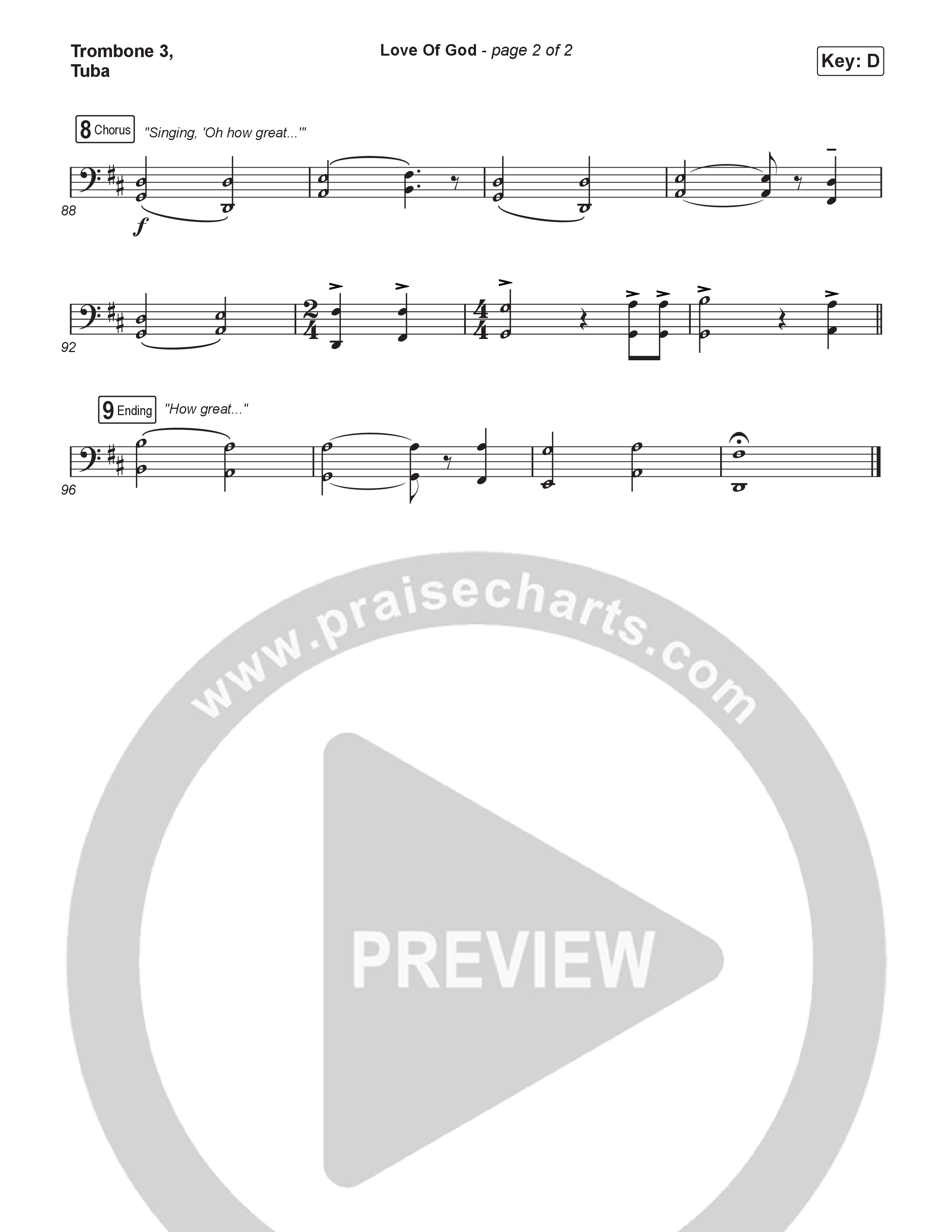 Love Of God (Choral/SATB) Trombone 3/Tuba (Travis Cottrell / Arr. Mason Brown)