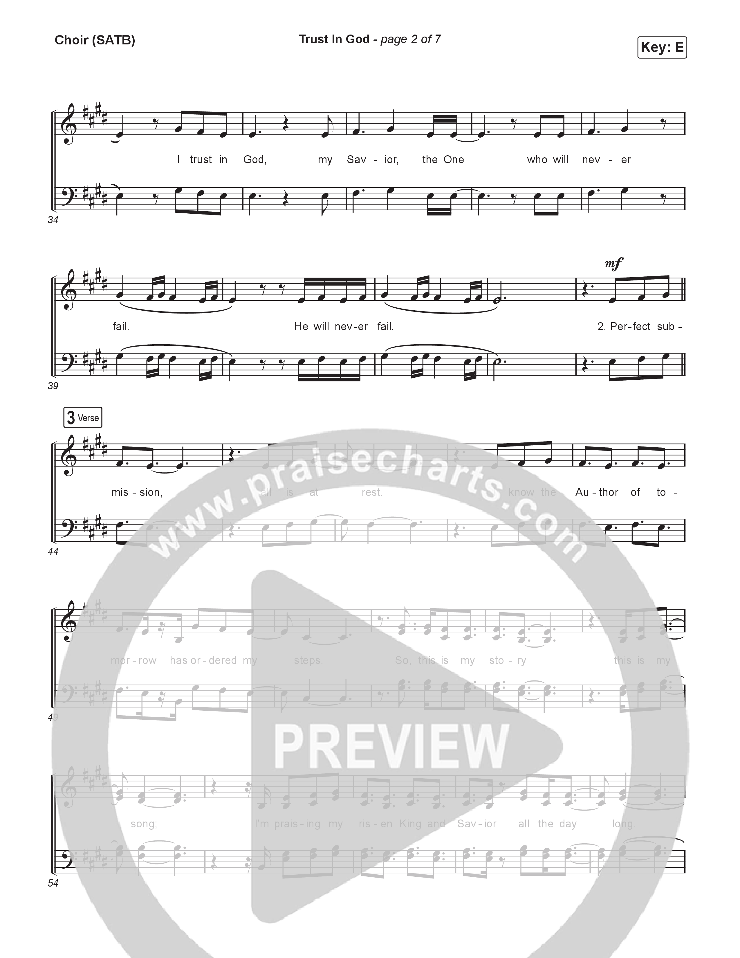 Trust In God (Choral/SATB) Choir Sheet (SATB) (Travis Cottrell / Emily Clapp / Arr. Mason Brown)