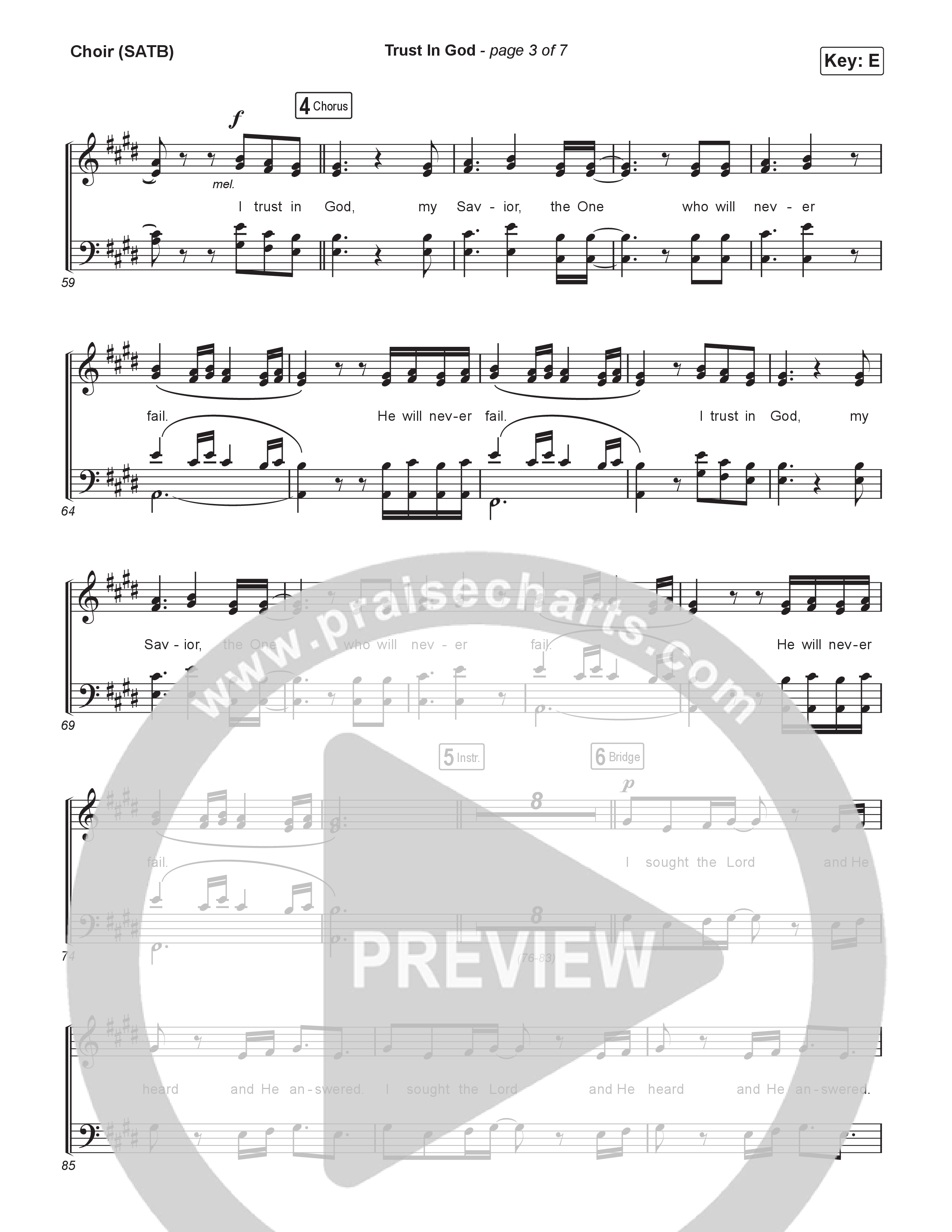 Trust In God (Choral/SATB) Choir Sheet (SATB) (Travis Cottrell / Emily Clapp / Arr. Mason Brown)