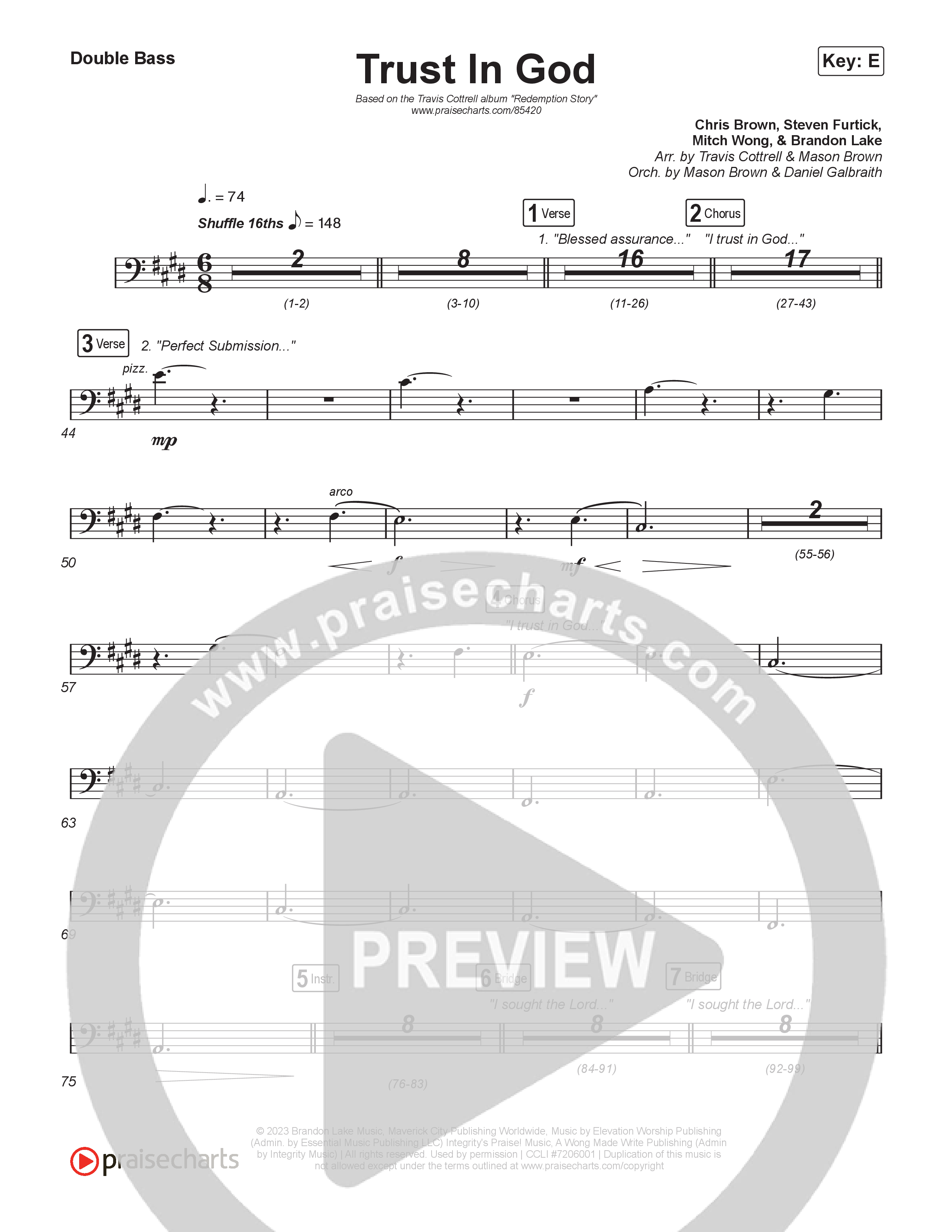 Trust In God (Choral/SATB) String Bass (Travis Cottrell / Emily Clapp / Arr. Mason Brown)