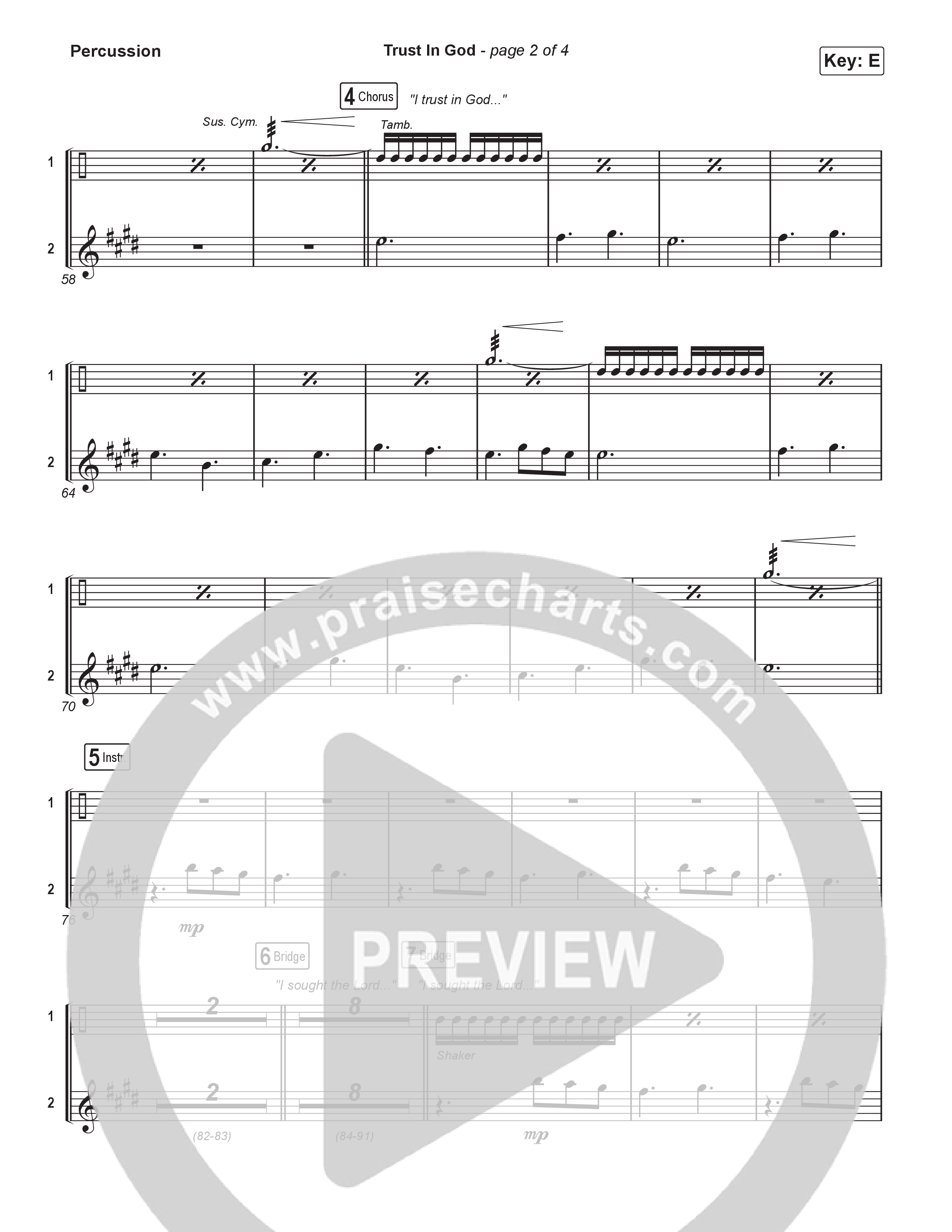 Trust In God (Choral/SATB) Percussion (Travis Cottrell / Emily Clapp / Arr. Mason Brown)
