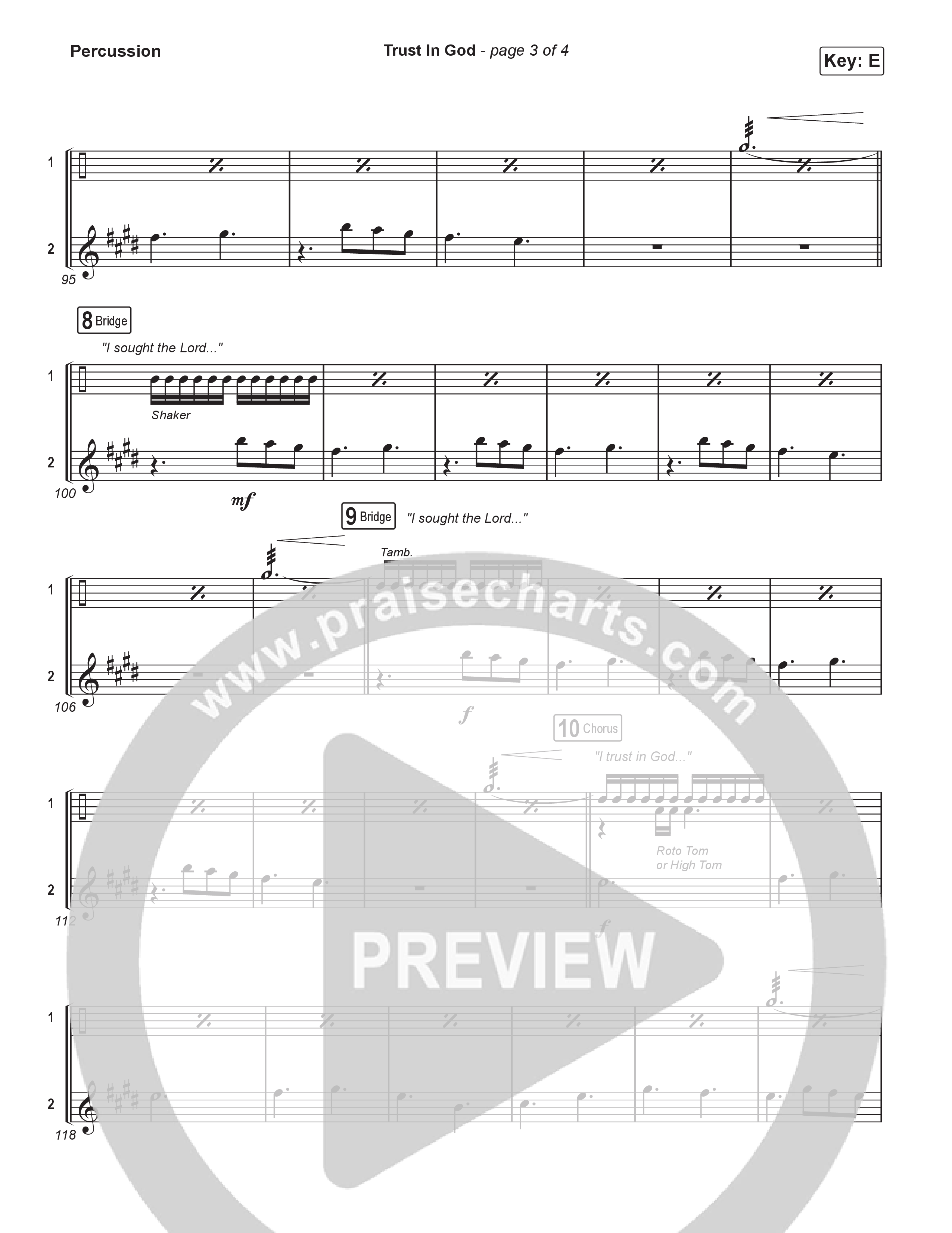 Trust In God (Choral/SATB) Percussion (Travis Cottrell / Emily Clapp / Arr. Mason Brown)