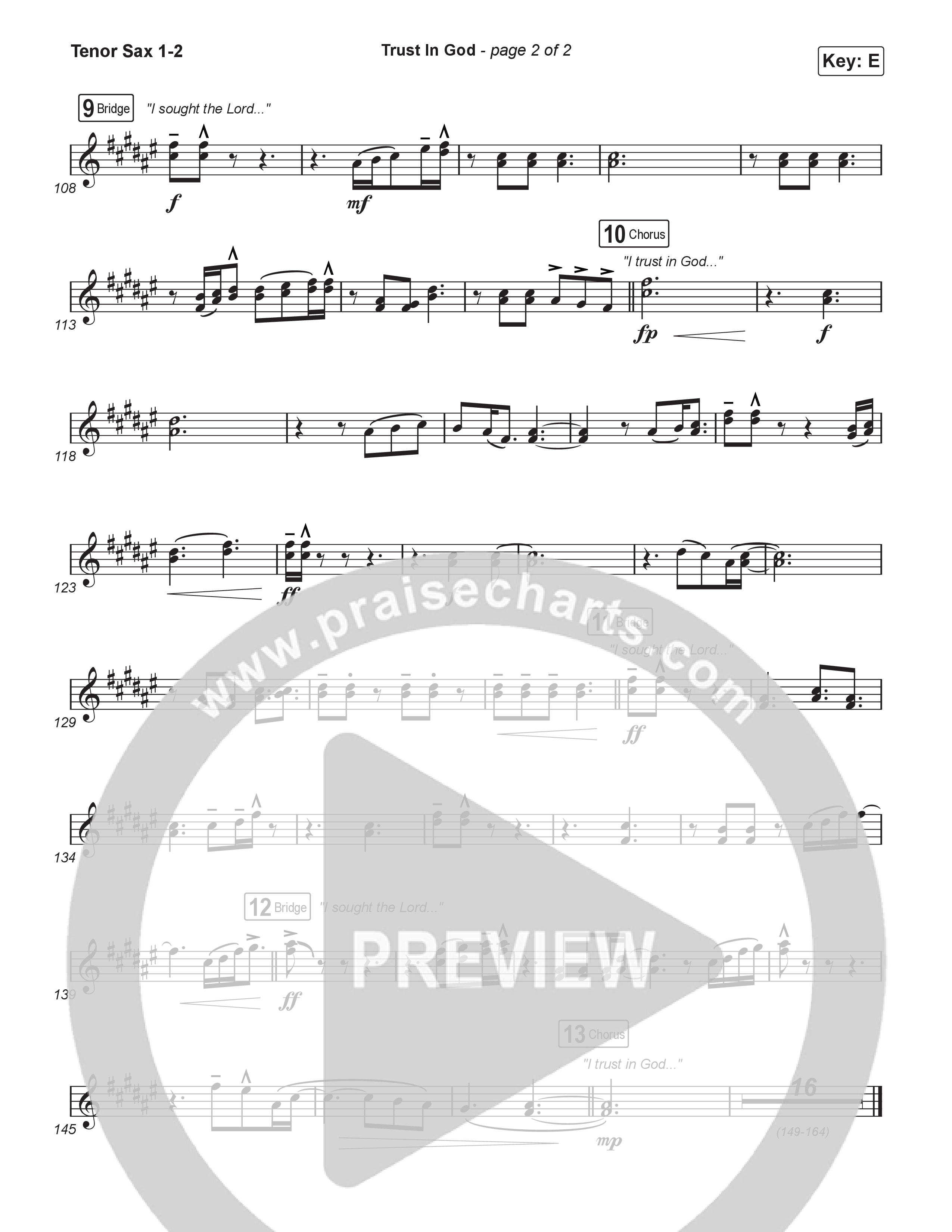 Trust In God (Choral/SATB) Tenor Sax 1,2 (Travis Cottrell / Emily Clapp / Arr. Mason Brown)