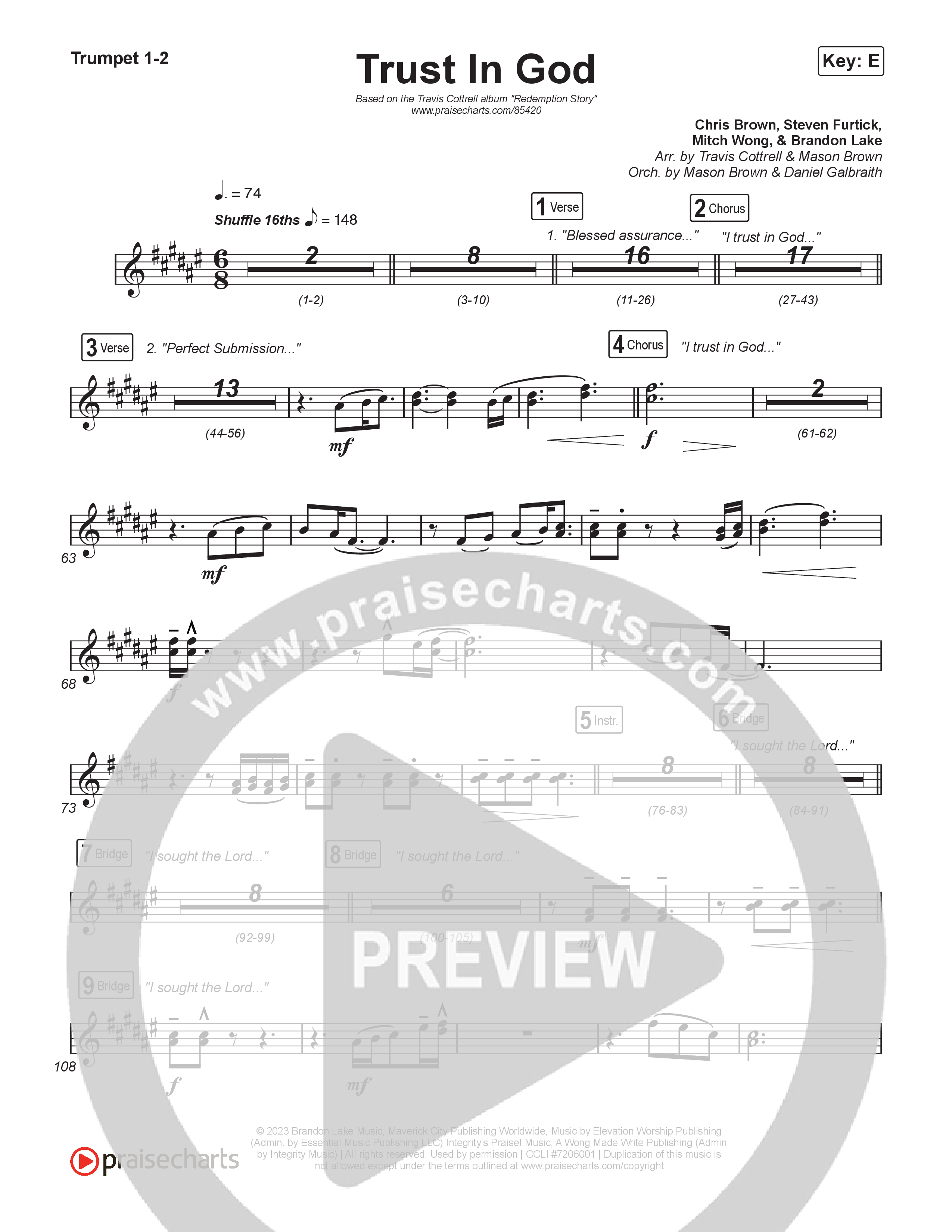 Trust In God (Choral/SATB) Brass Pack (Travis Cottrell / Emily Clapp / Arr. Mason Brown)