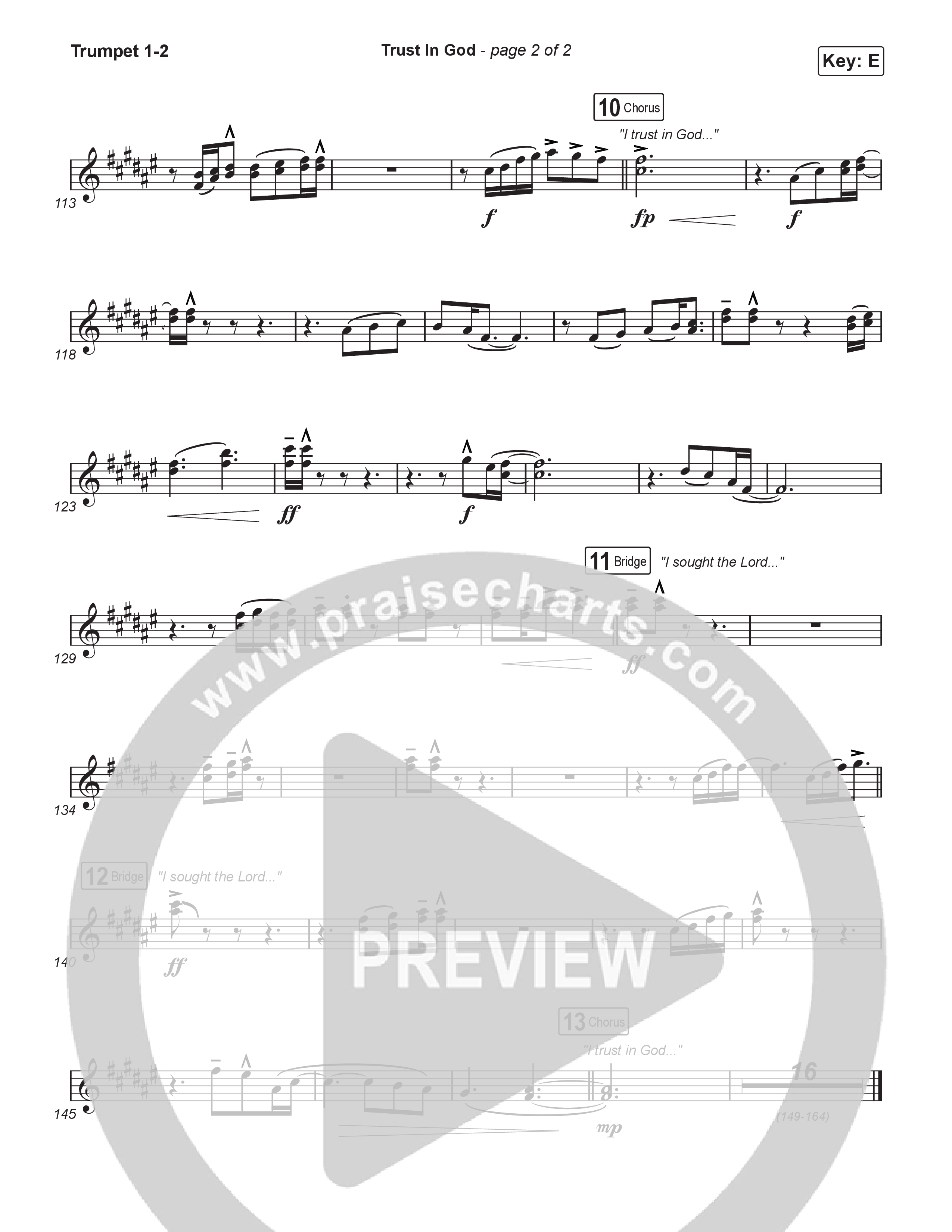 Trust In God (Choral/SATB) Trumpet 1,2 (Travis Cottrell / Emily Clapp / Arr. Mason Brown)