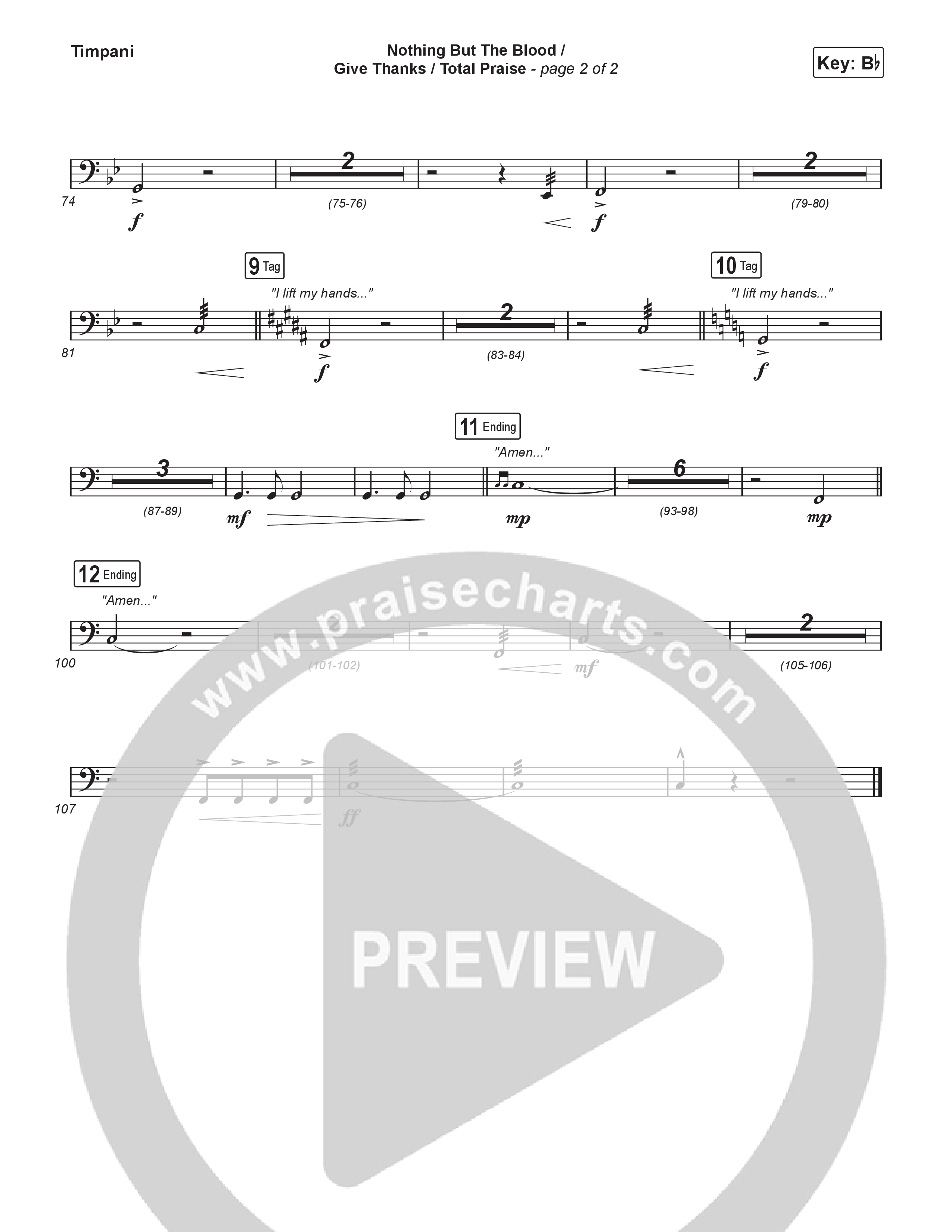 Nothing But The Blood/Give Thanks/Total Praise (Choral/SATB) Timpani (Travis Cottrell / Brooke Voland / Brentwood Baptist Choir / Orch. Travis Patton)