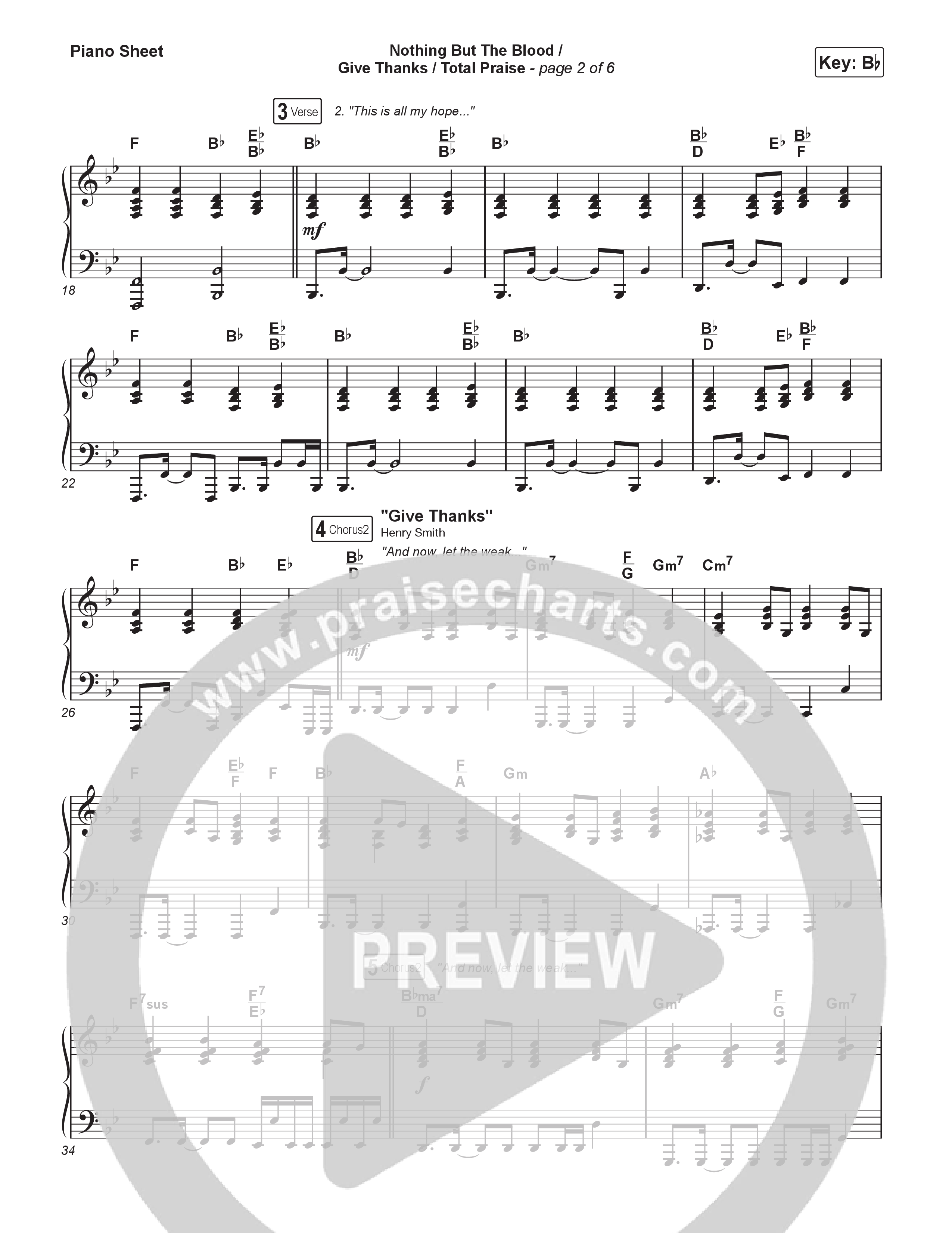 Nothing But The Blood/Give Thanks/Total Praise (Choral/SATB) Piano Sheet (Travis Cottrell / Brooke Voland / Brentwood Baptist Choir / Orch. Travis Patton)