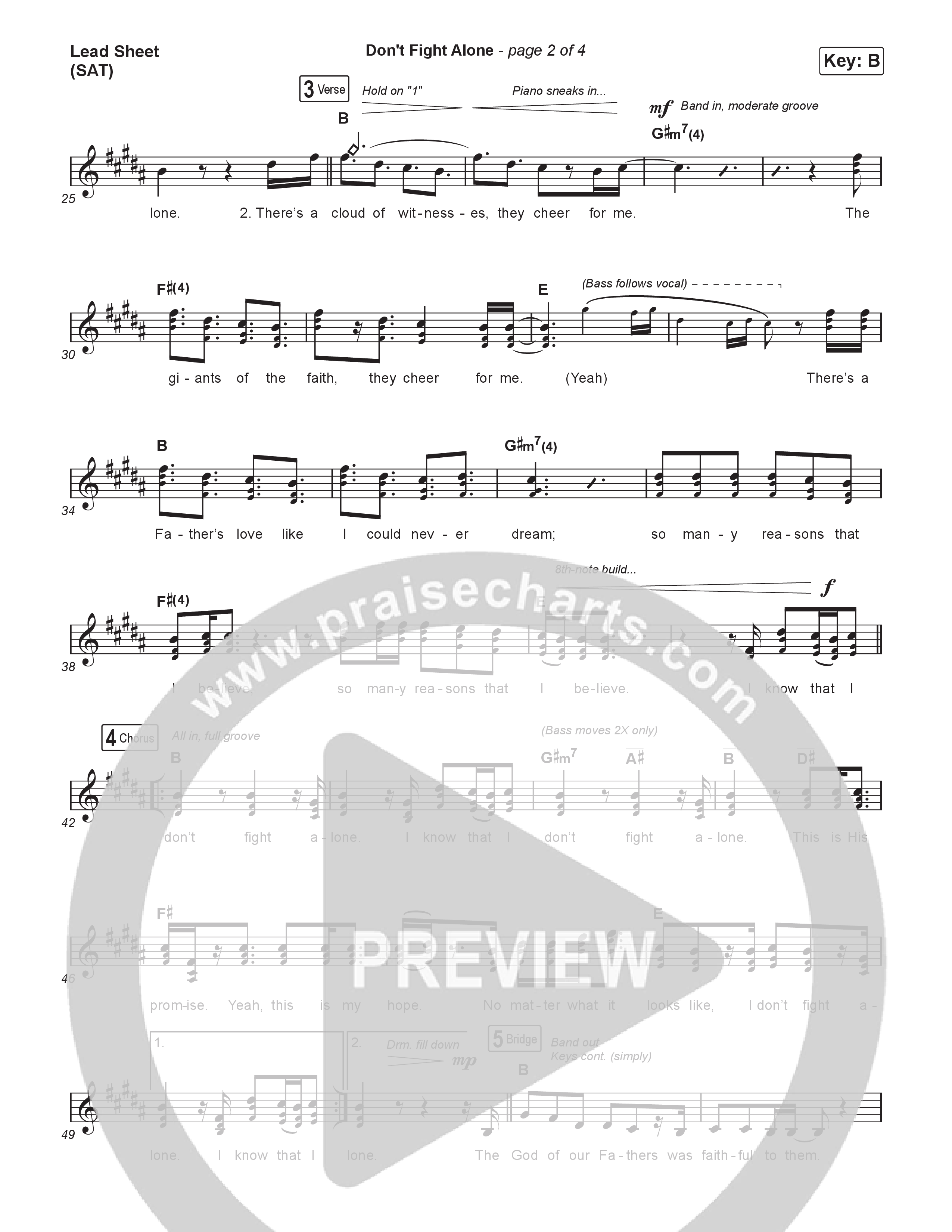 Don't Fight Alone (Live) Lead Sheet (SAT) (Jon Reddick)