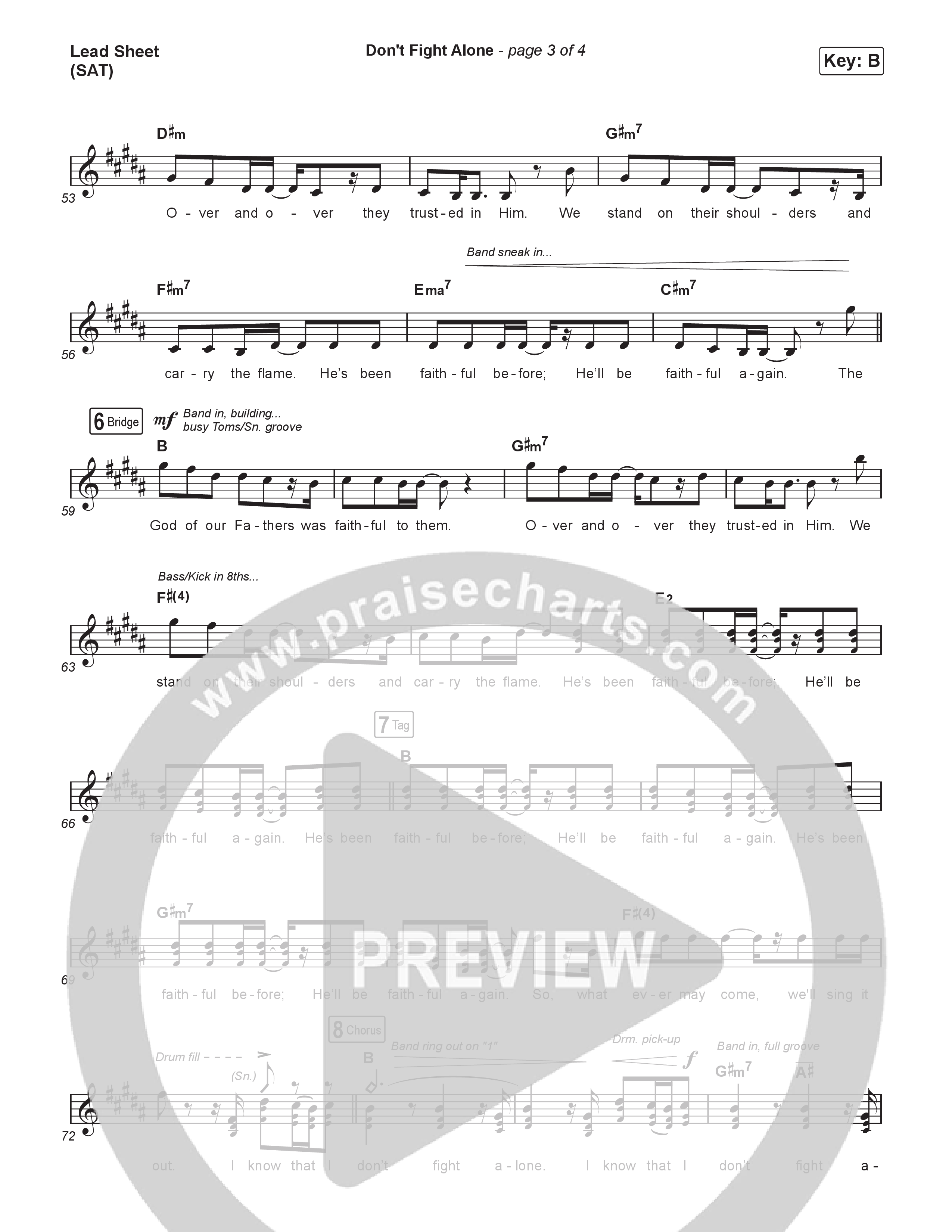 Don't Fight Alone (Live) Lead Sheet (SAT) (Jon Reddick)