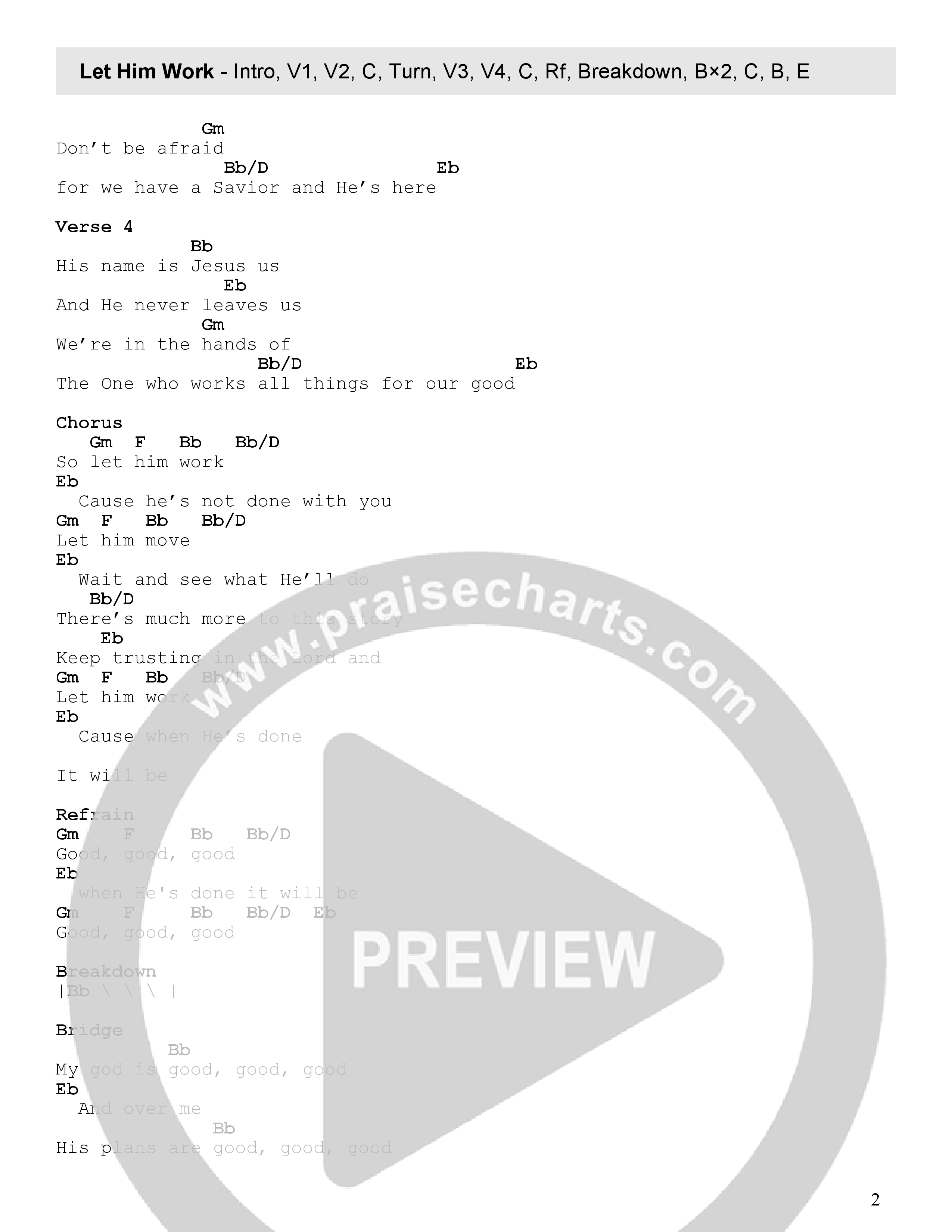 Let Him Work Chord Chart (Faith Worship Arts)