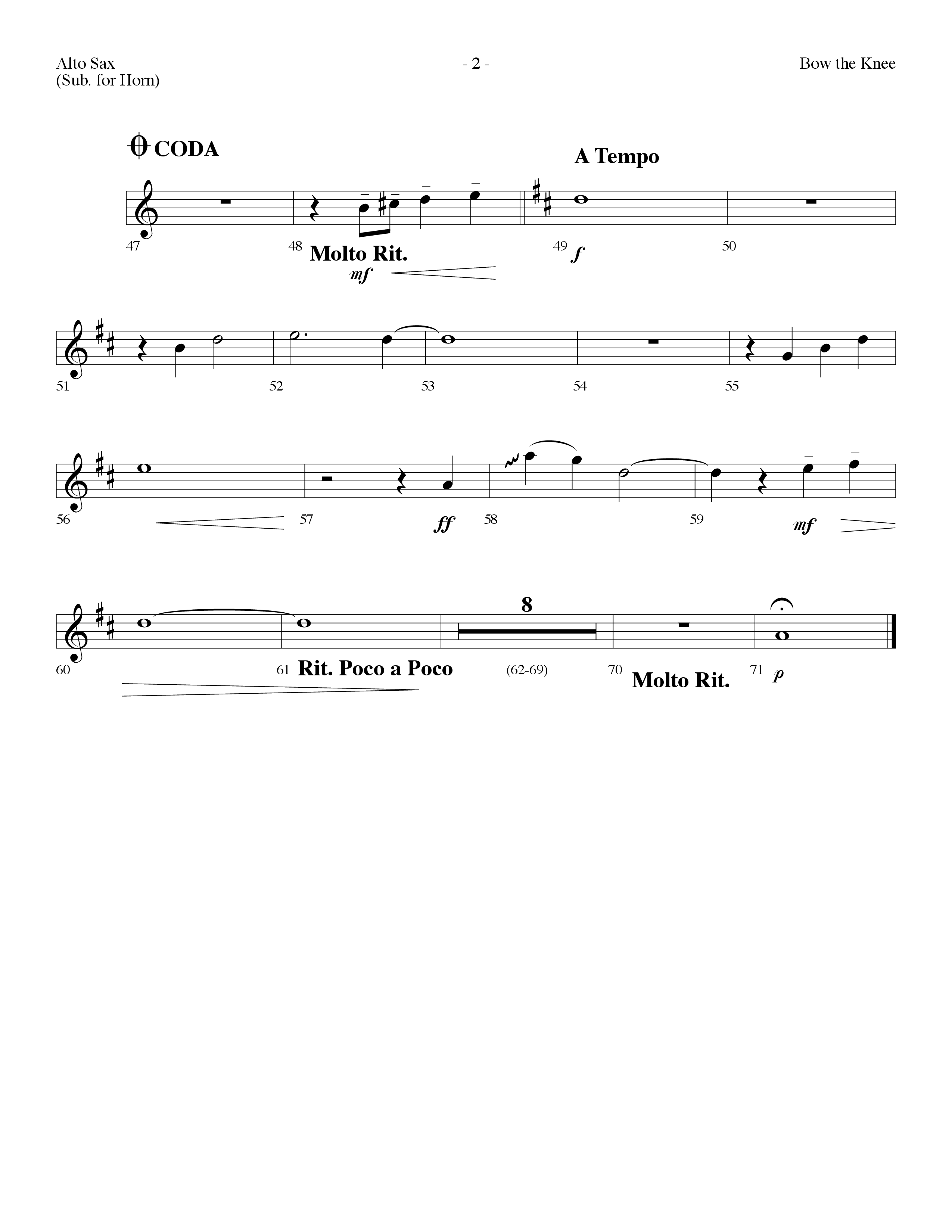Bow The Knee (Choral Anthem SATB) Alto Sax (Lifeway Choral / Arr. Dennis Allen)