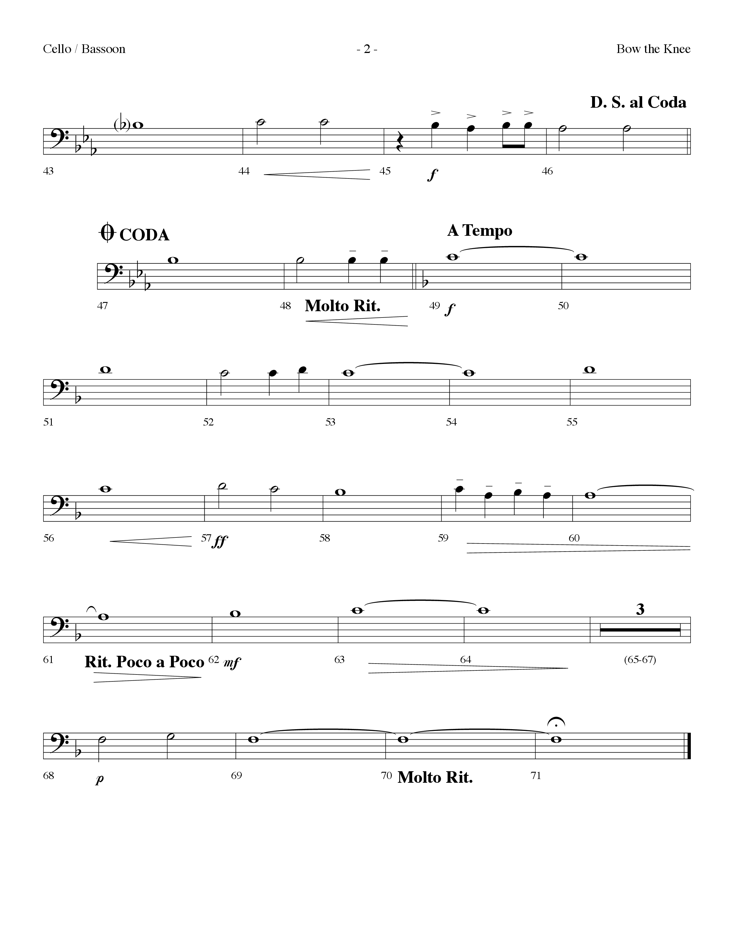 Bow The Knee (Choral Anthem SATB) Cello (Lifeway Choral / Arr. Dennis Allen)