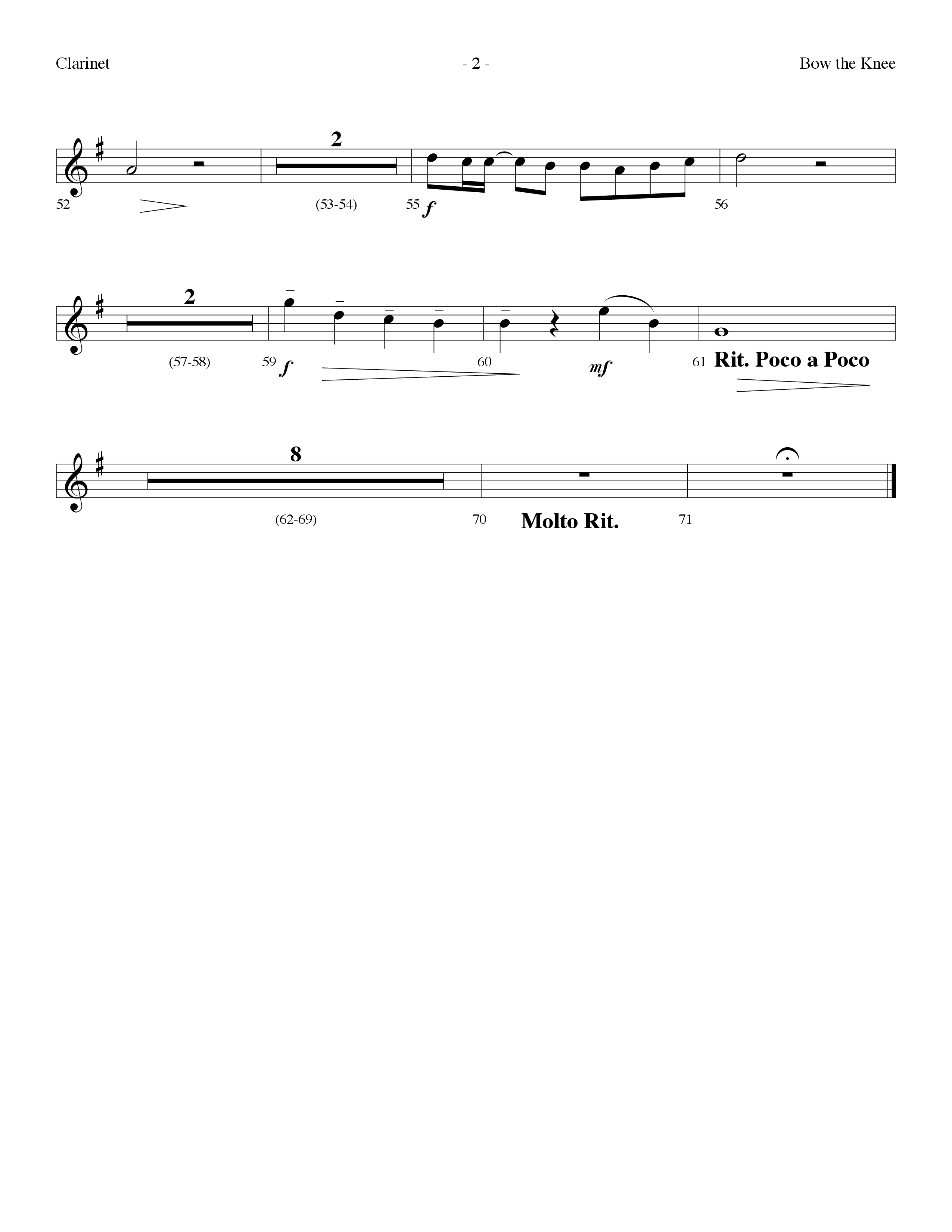 Bow The Knee (Choral Anthem SATB) Clarinet (Lifeway Choral / Arr. Dennis Allen)