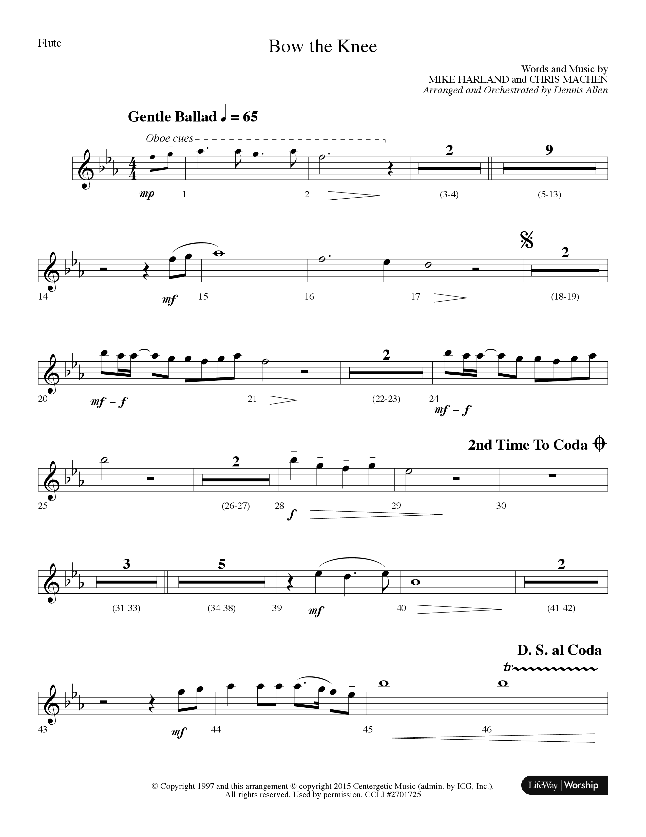 Bow The Knee (Choral Anthem SATB) Flute (Lifeway Choral / Arr. Dennis Allen)