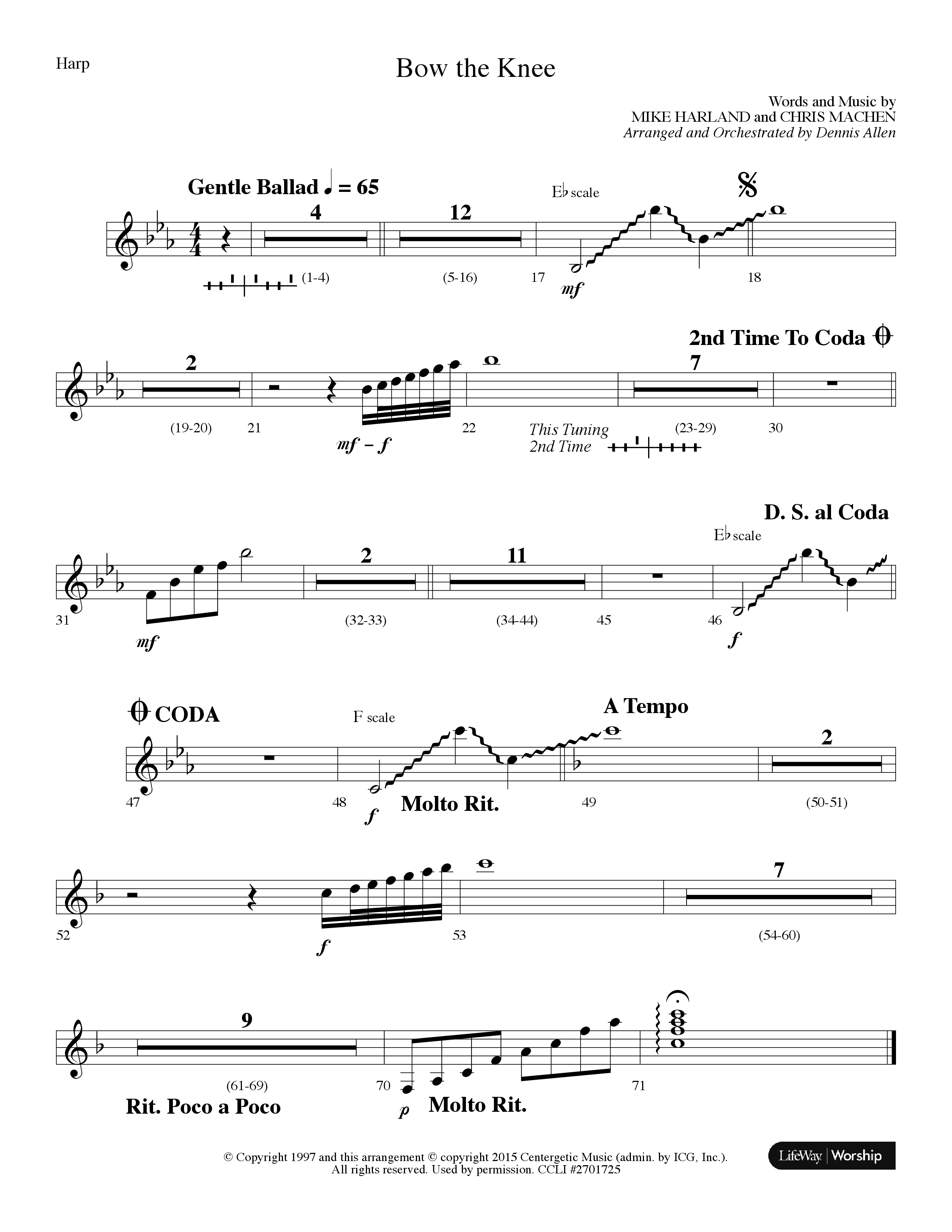 Bow The Knee (Choral Anthem SATB) Harp (Lifeway Choral / Arr. Dennis Allen)