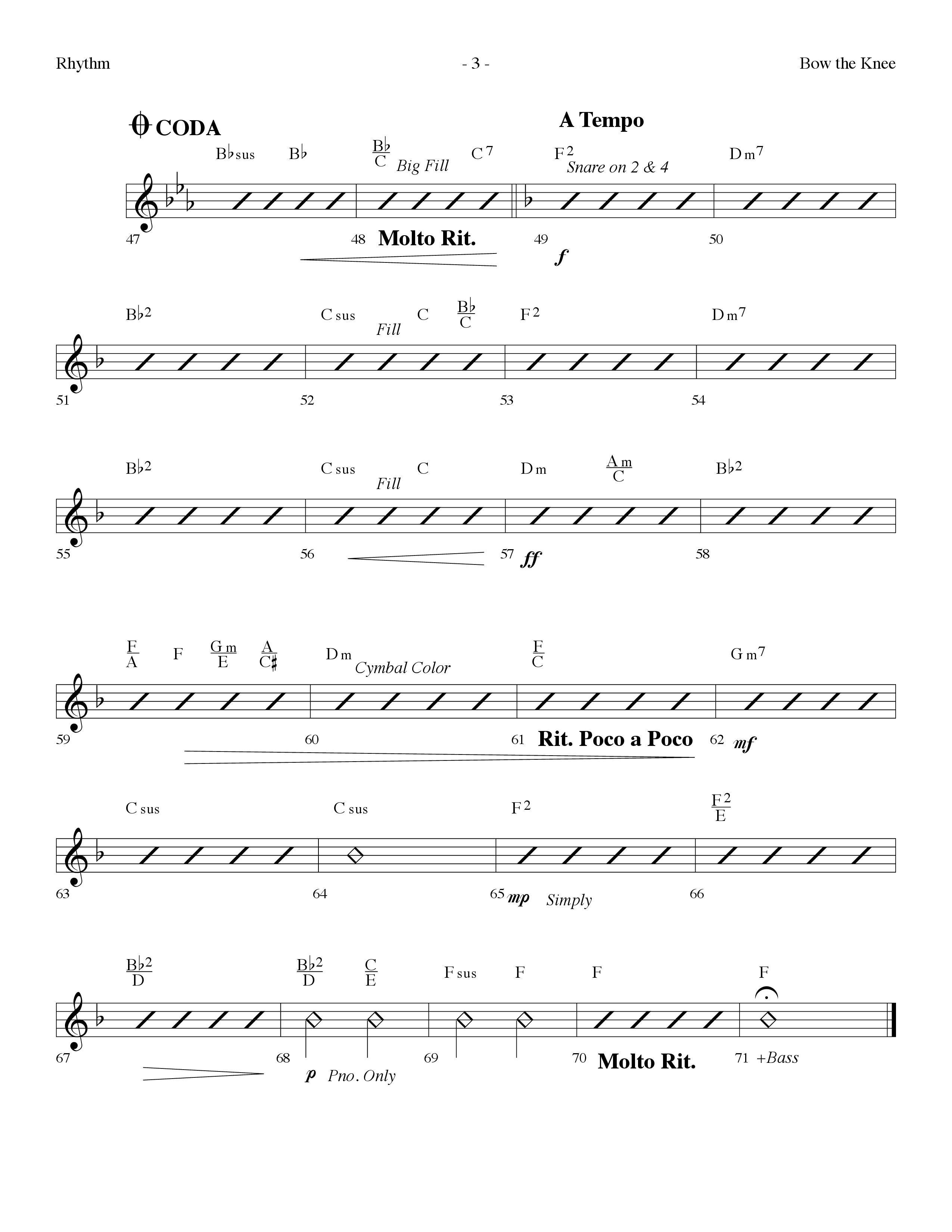 Bow The Knee (Choral Anthem SATB) Rhythm Chart (Lifeway Choral / Arr. Dennis Allen)