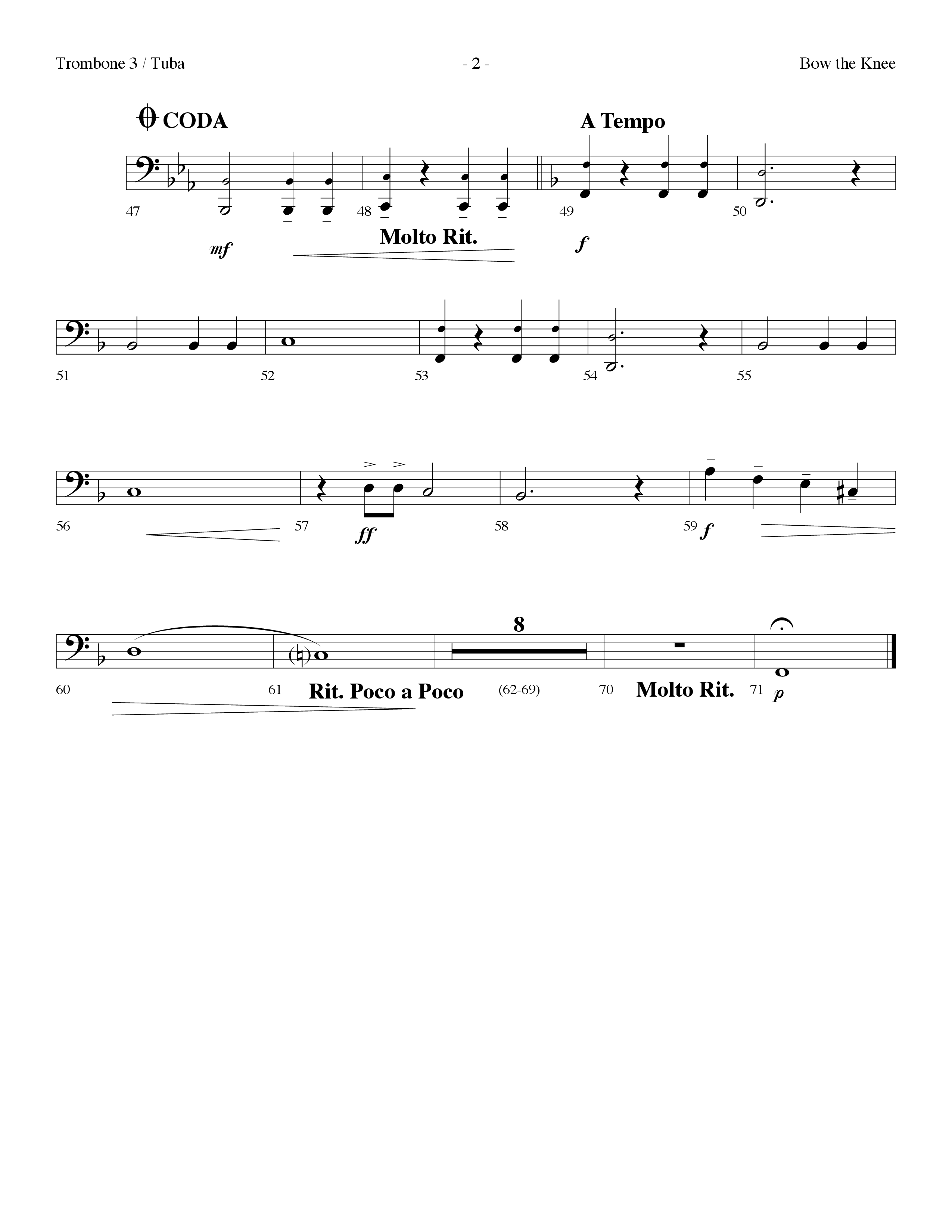 Bow The Knee (Choral Anthem SATB) Trombone 3/Tuba (Lifeway Choral / Arr. Dennis Allen)