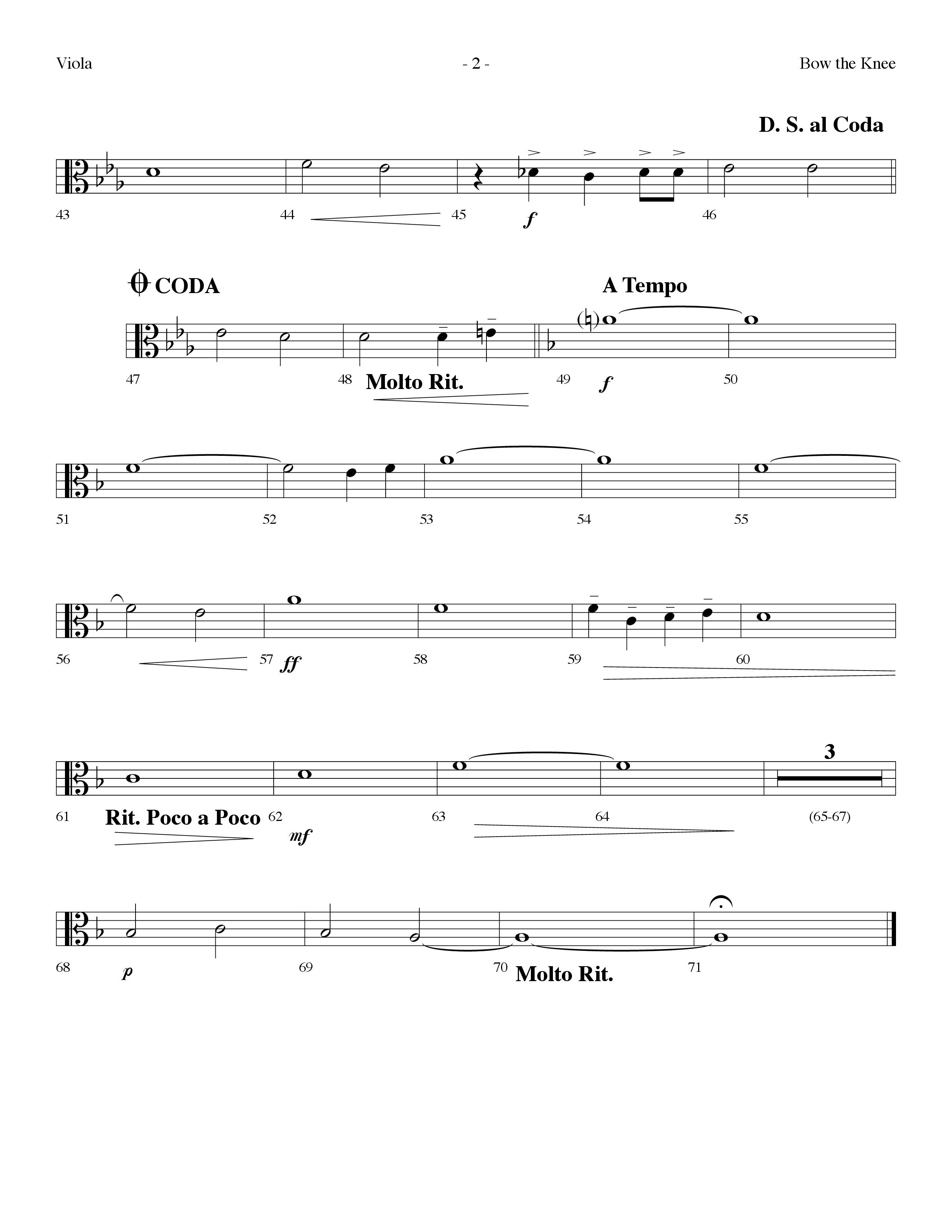 Bow The Knee (Choral Anthem SATB) Viola (Lifeway Choral / Arr. Dennis Allen)