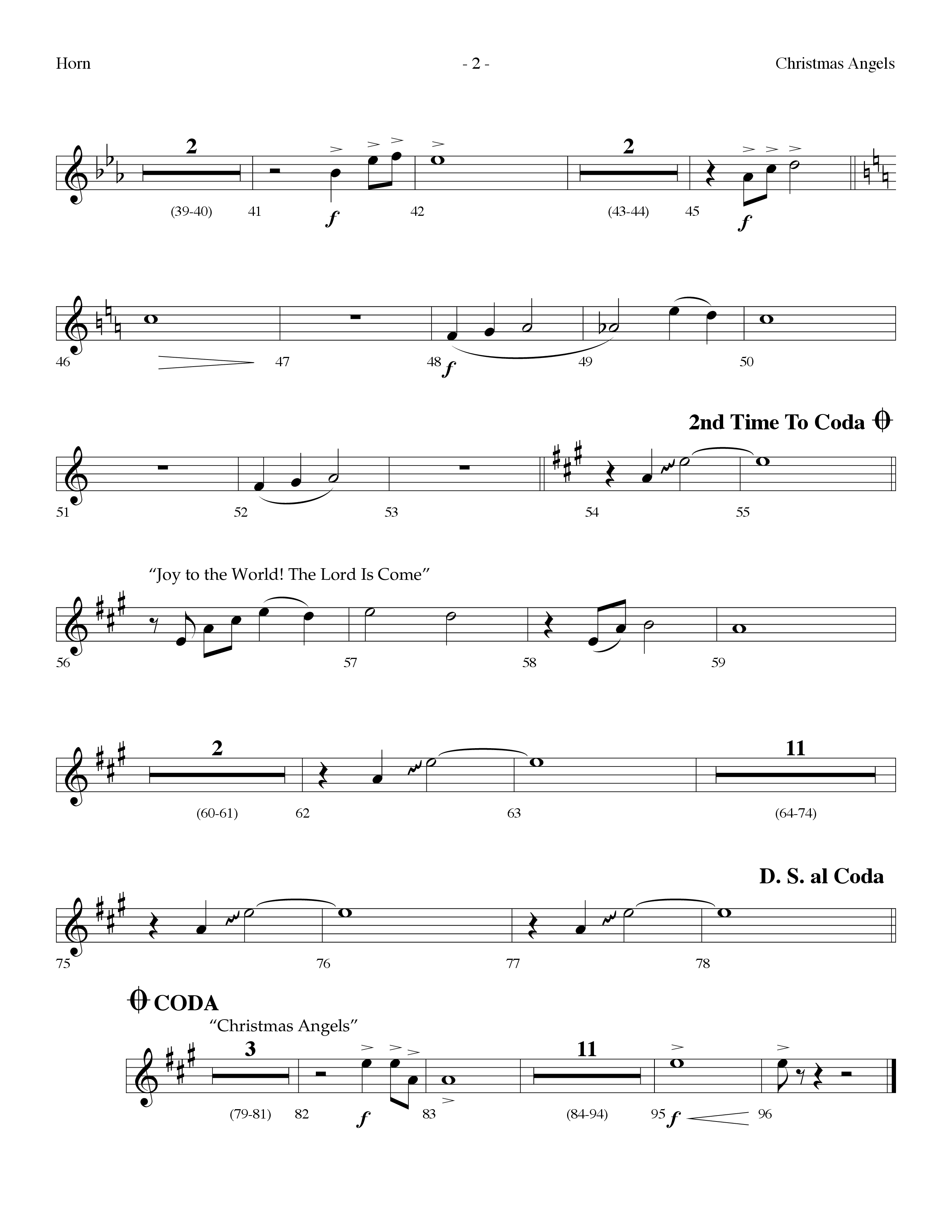 Christmas Angels (with Joy To The World The Lord Is Come) (Choral Anthem SATB) French Horn (Lifeway Choral / Arr. Dennis Allen)