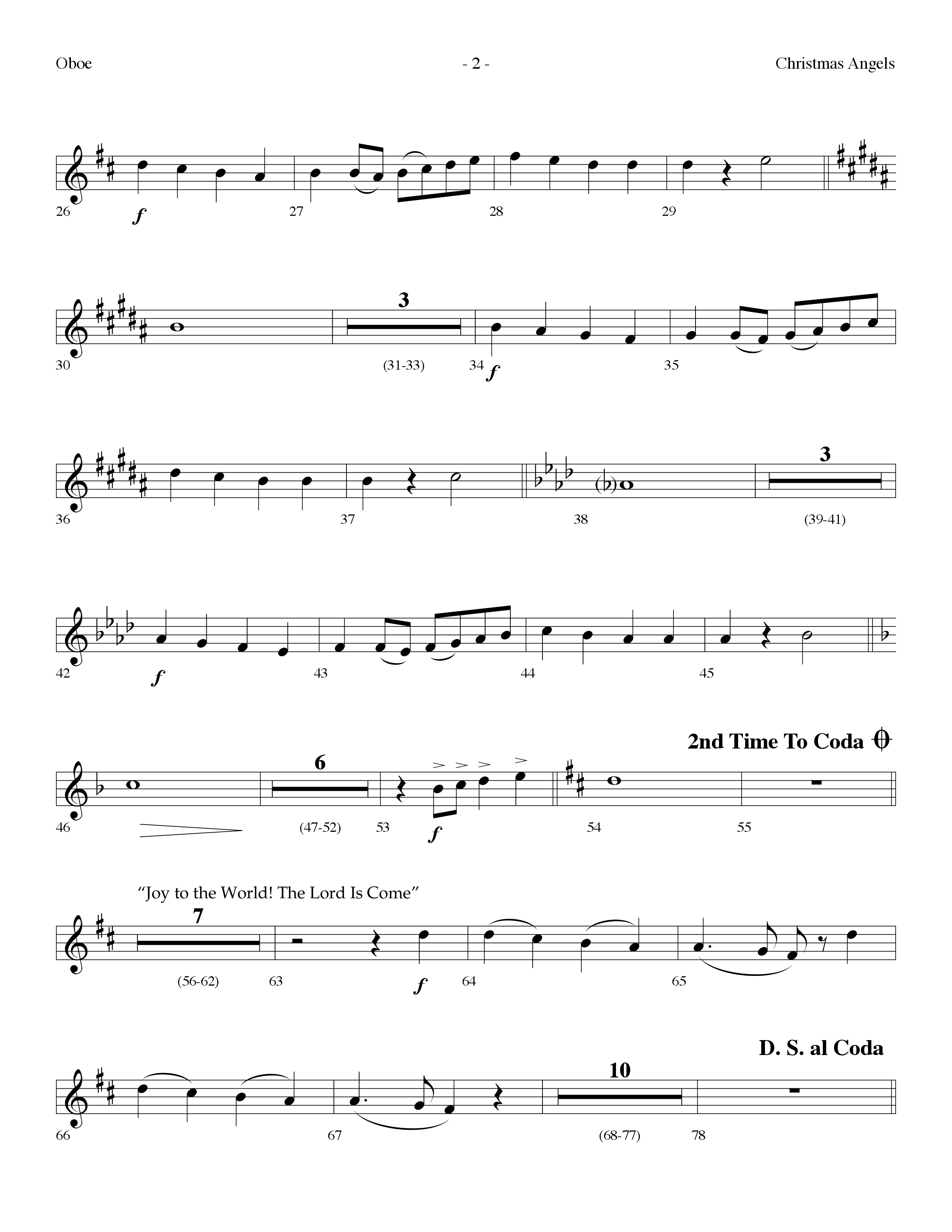Christmas Angels (with Joy To The World The Lord Is Come) (Choral Anthem SATB) Oboe (Lifeway Choral / Arr. Dennis Allen)