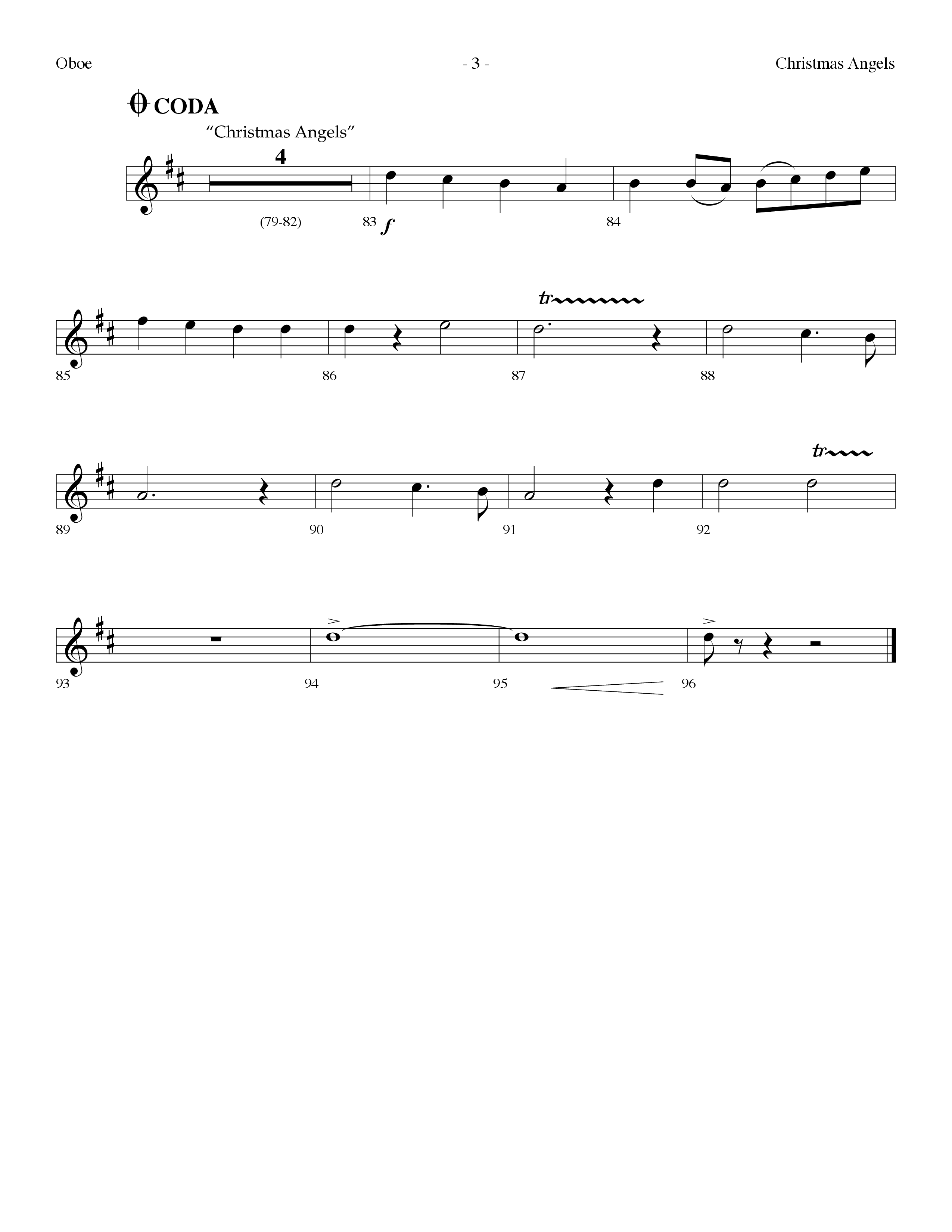 Christmas Angels (with Joy To The World The Lord Is Come) (Choral Anthem SATB) Oboe (Lifeway Choral / Arr. Dennis Allen)