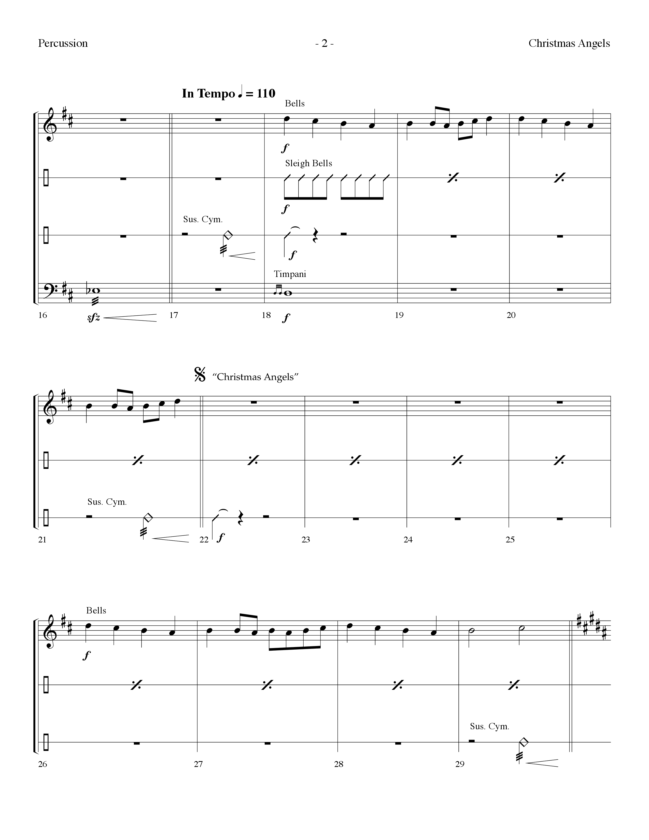 Christmas Angels (with Joy To The World The Lord Is Come) (Choral Anthem SATB) Percussion (Lifeway Choral / Arr. Dennis Allen)