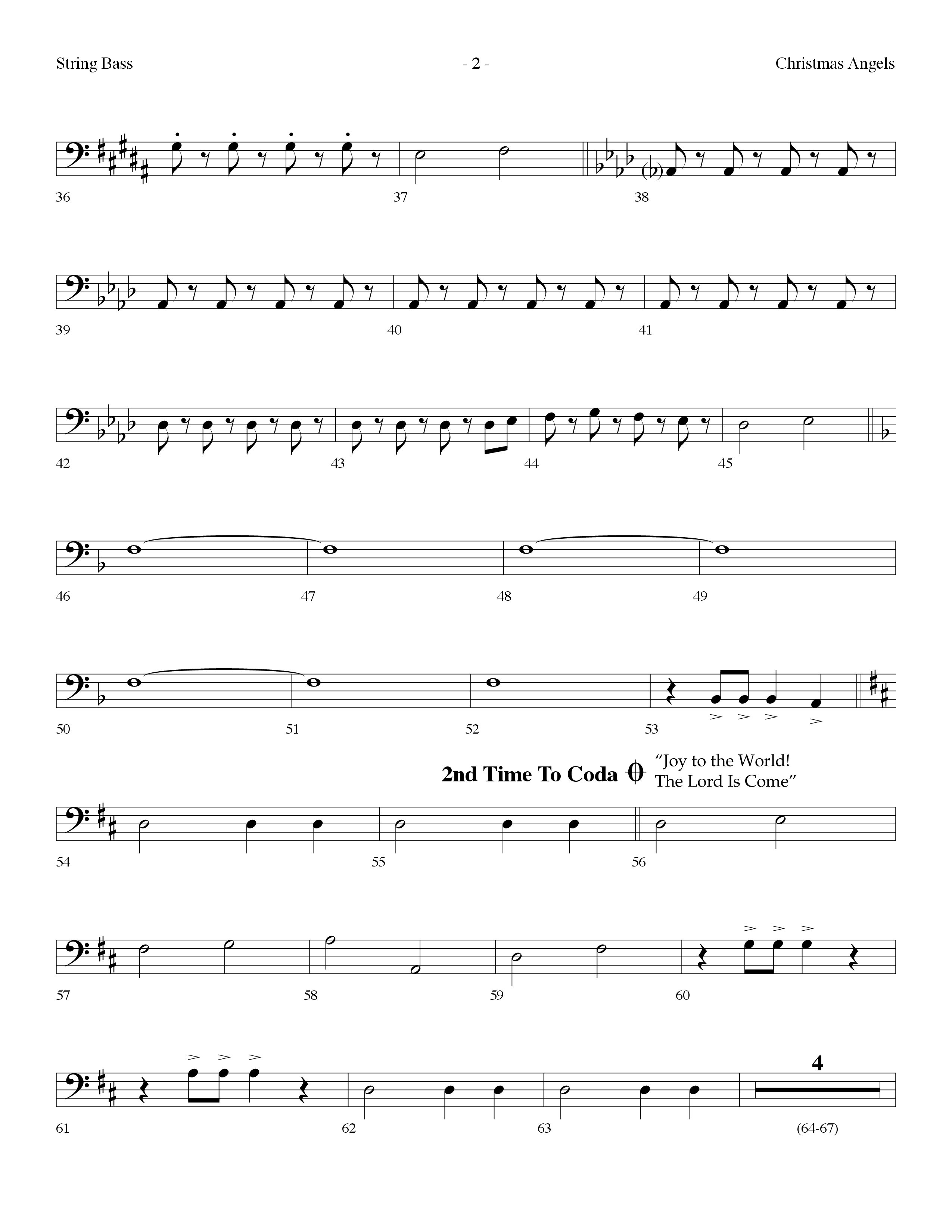 Christmas Angels (with Joy To The World The Lord Is Come) (Choral Anthem SATB) String Bass (Lifeway Choral / Arr. Dennis Allen)