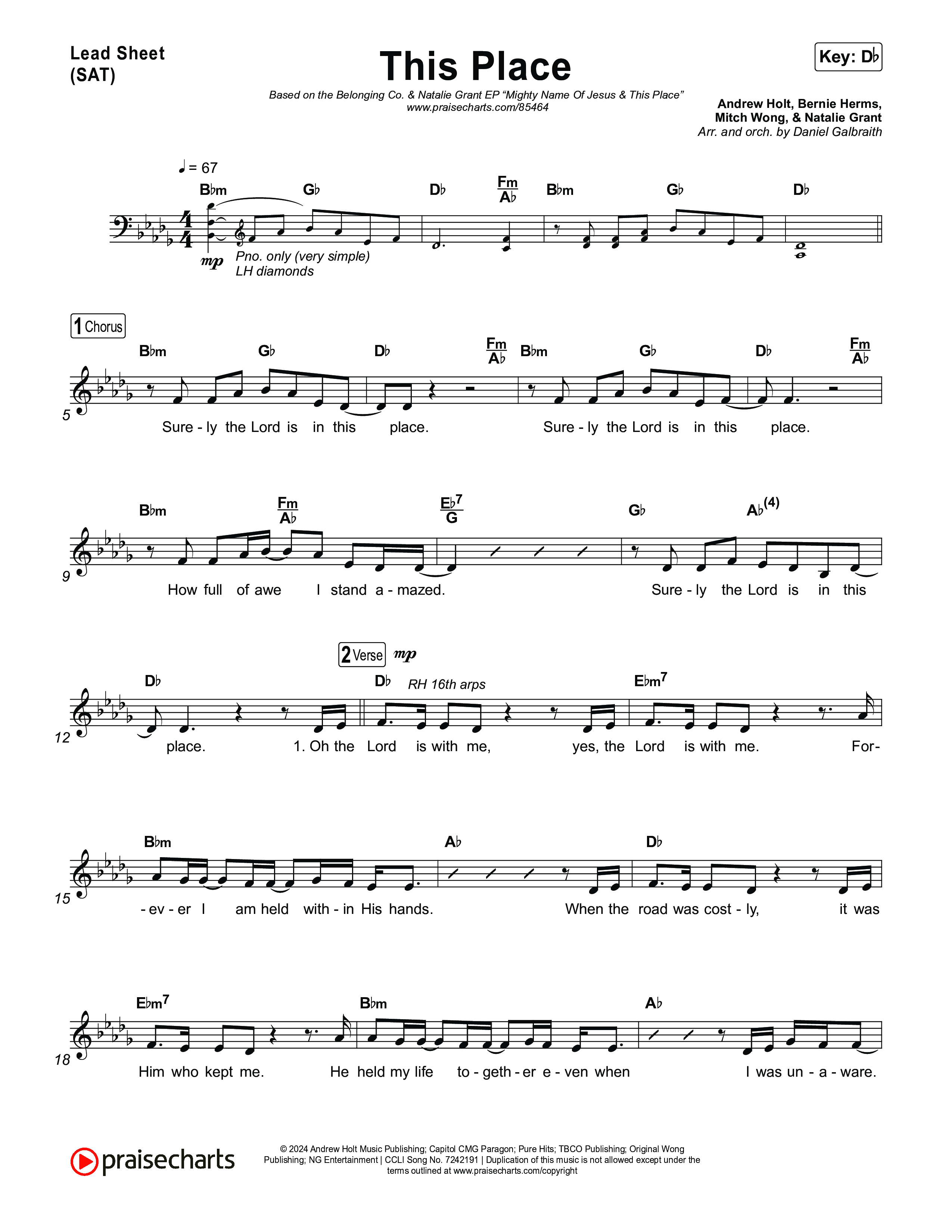 This Place Lead Sheet (SAT) (The Belonging Co / Natalie Grant)