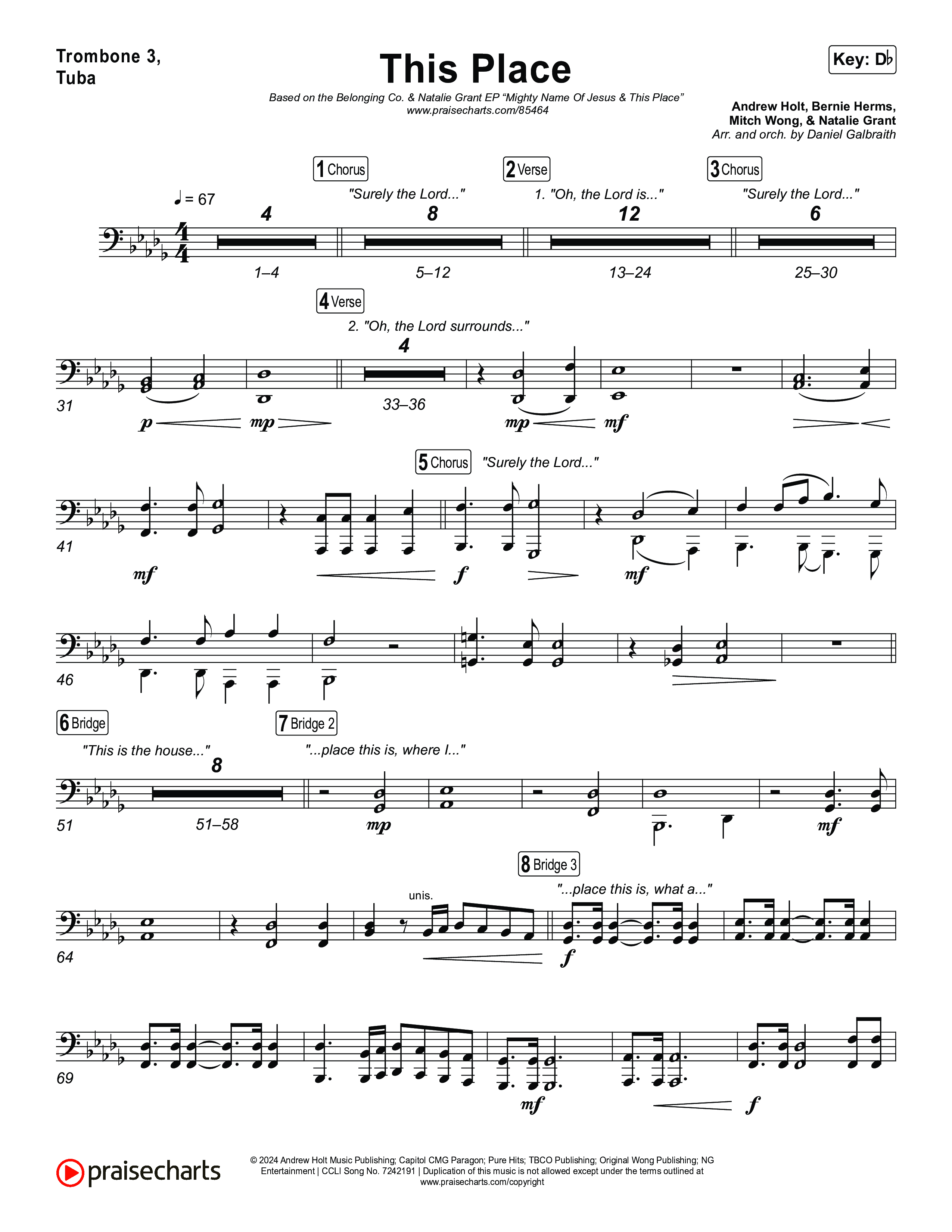 This Place Trombone 3/Tuba (The Belonging Co / Natalie Grant)