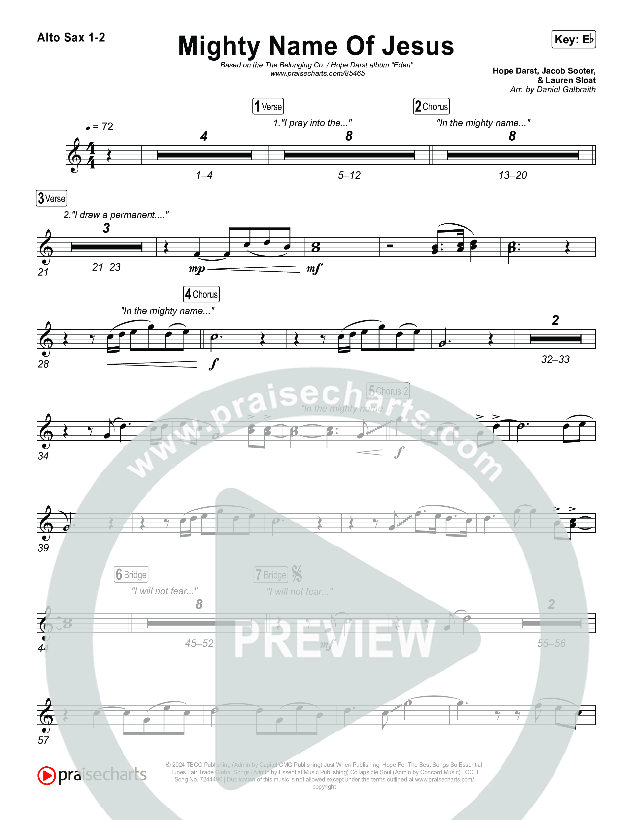 Mighty Name Of Jesus Sax Pack (The Belonging Co / Hope Darst)