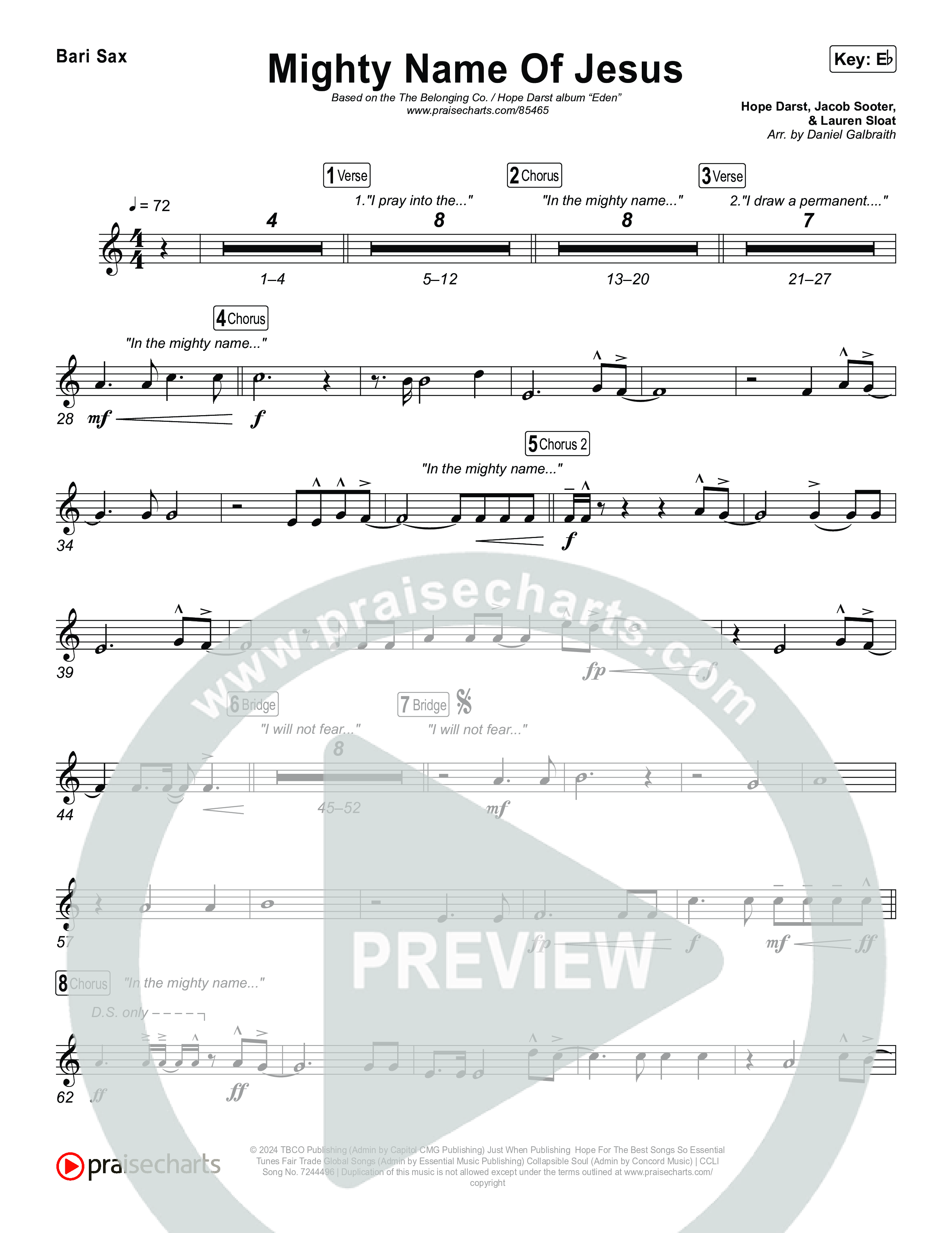 Mighty Name Of Jesus Bari Sax (The Belonging Co / Hope Darst)