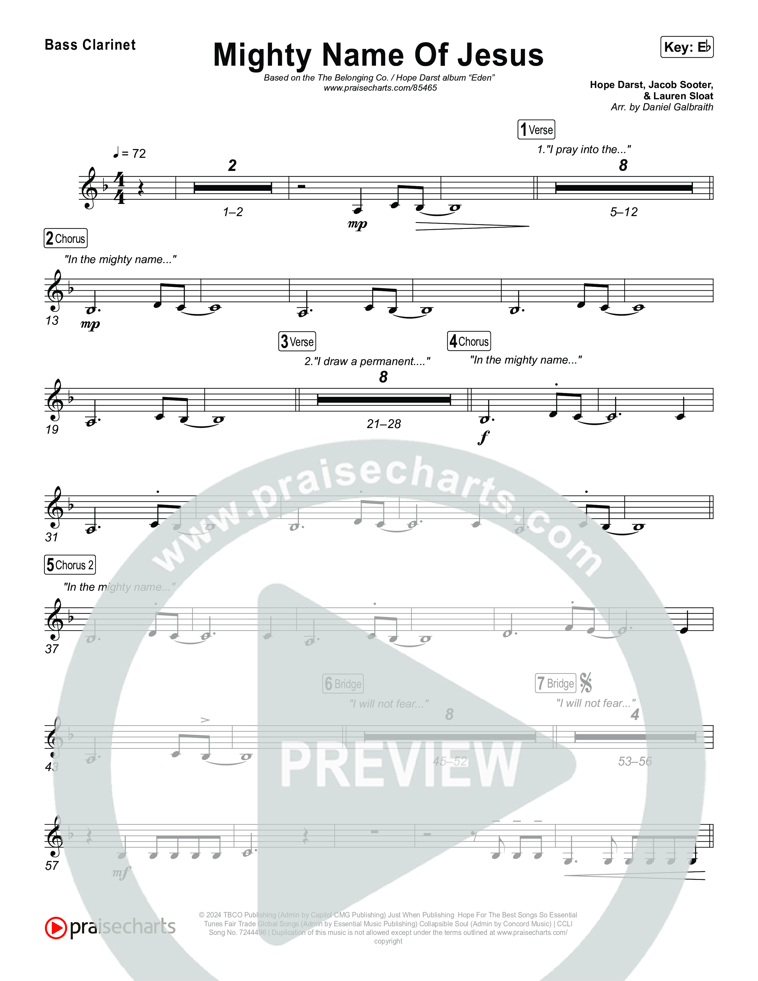 Mighty Name Of Jesus Bass Clarinet (The Belonging Co / Hope Darst)