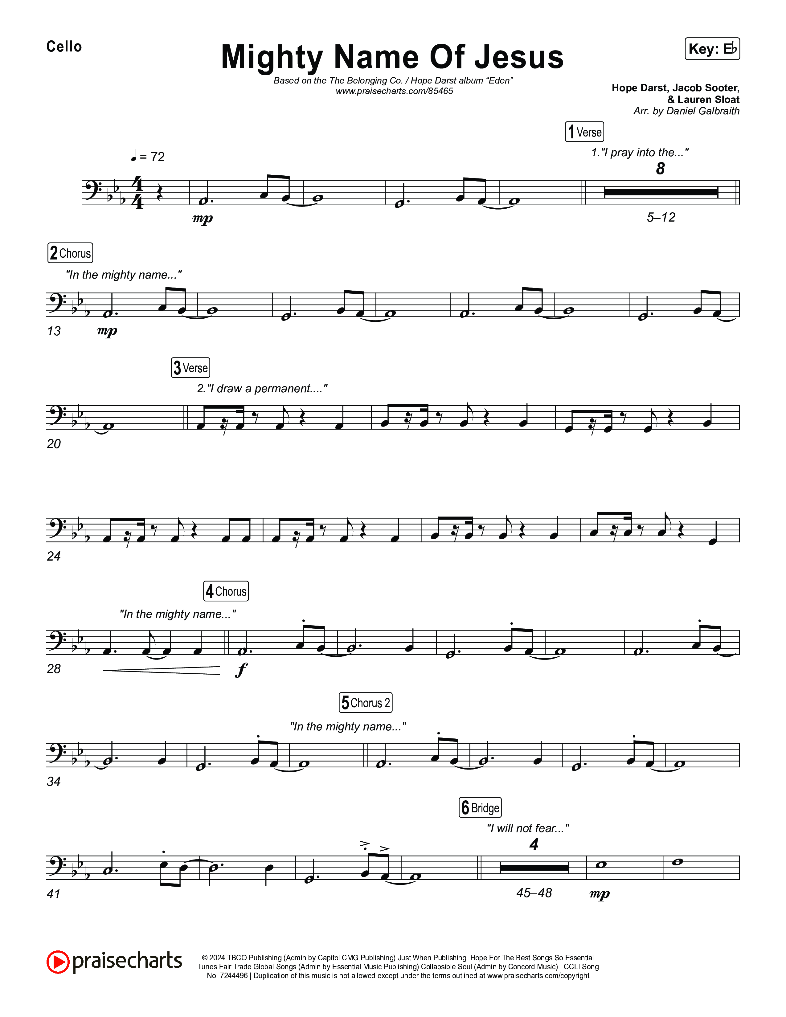 Mighty Name Of Jesus Cello (The Belonging Co / Hope Darst)