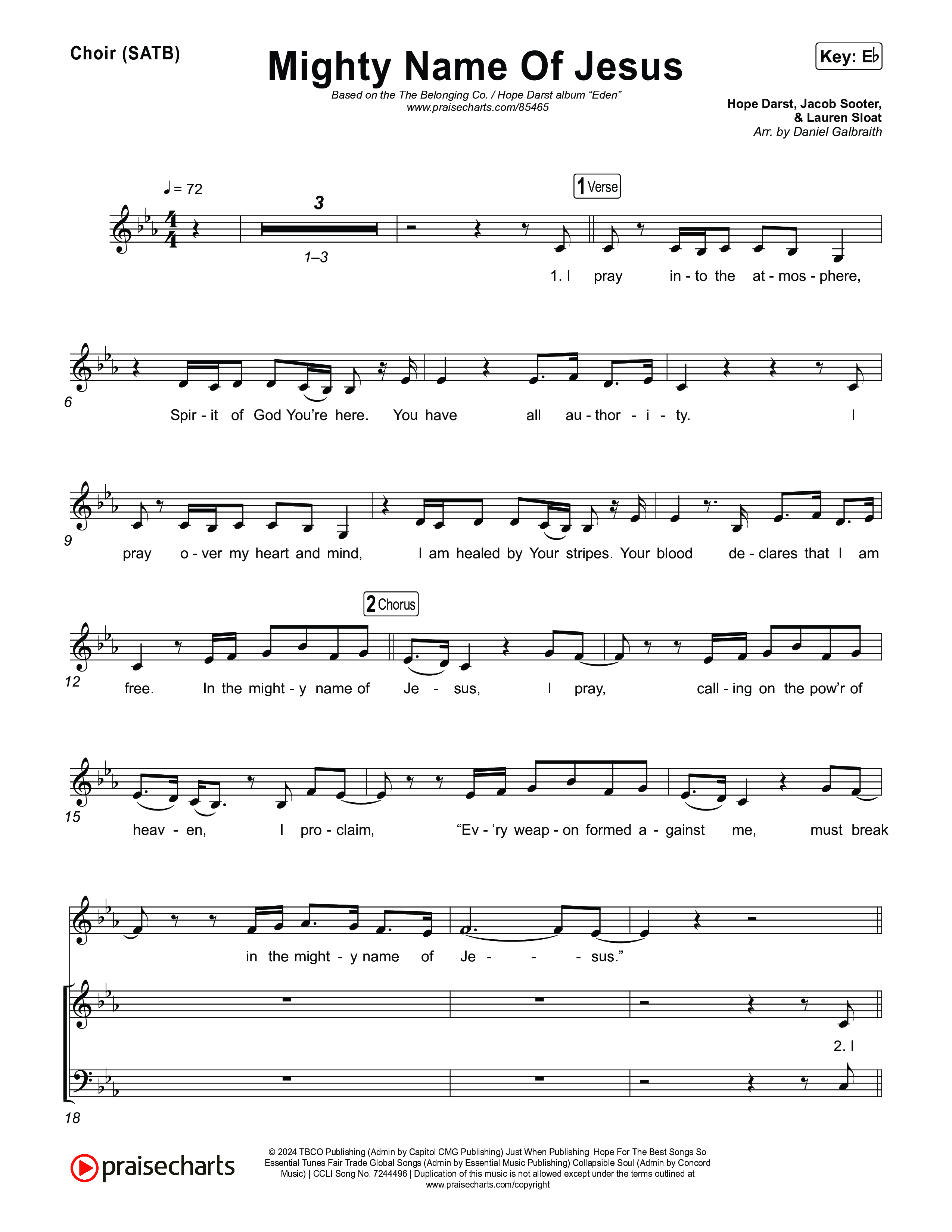 Mighty Name Of Jesus Choir Sheet (SATB) (The Belonging Co / Hope Darst)