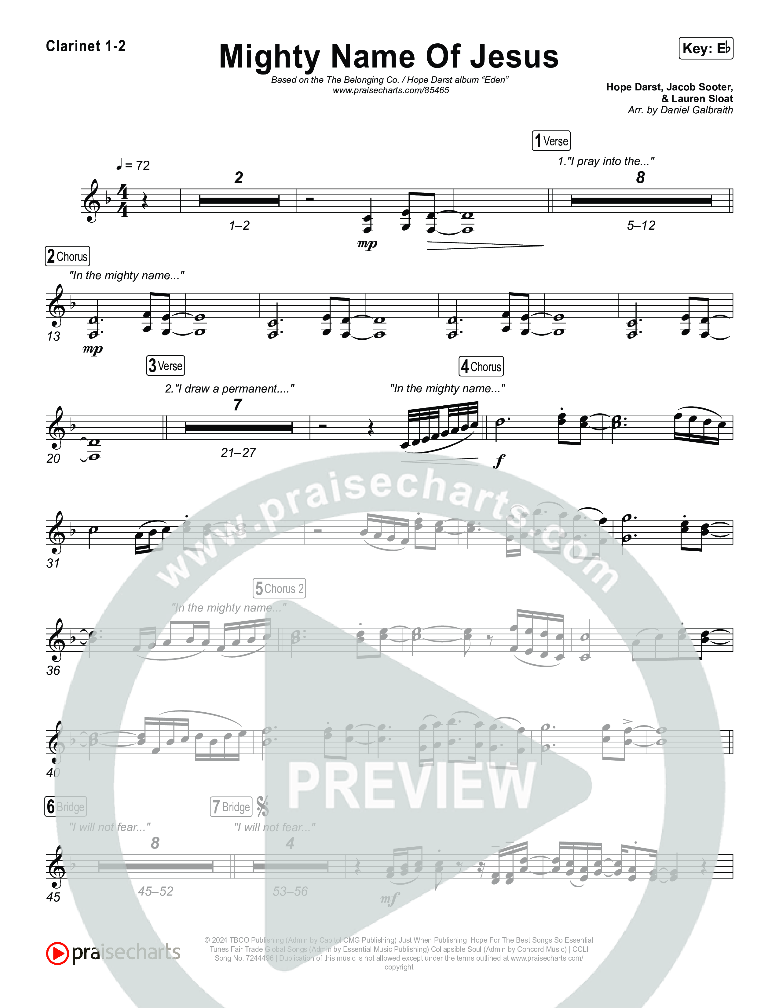 Mighty Name Of Jesus Clarinet 1/2 (The Belonging Co / Hope Darst)