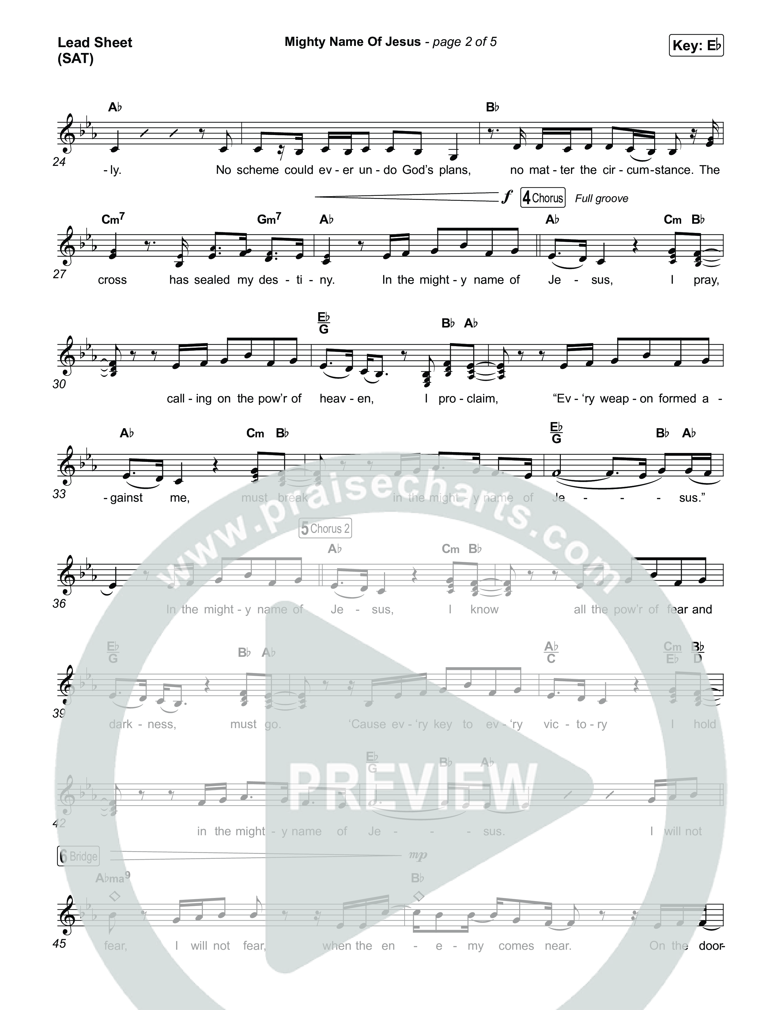 Mighty Name Of Jesus Lead Sheet (SAT) (The Belonging Co / Hope Darst)