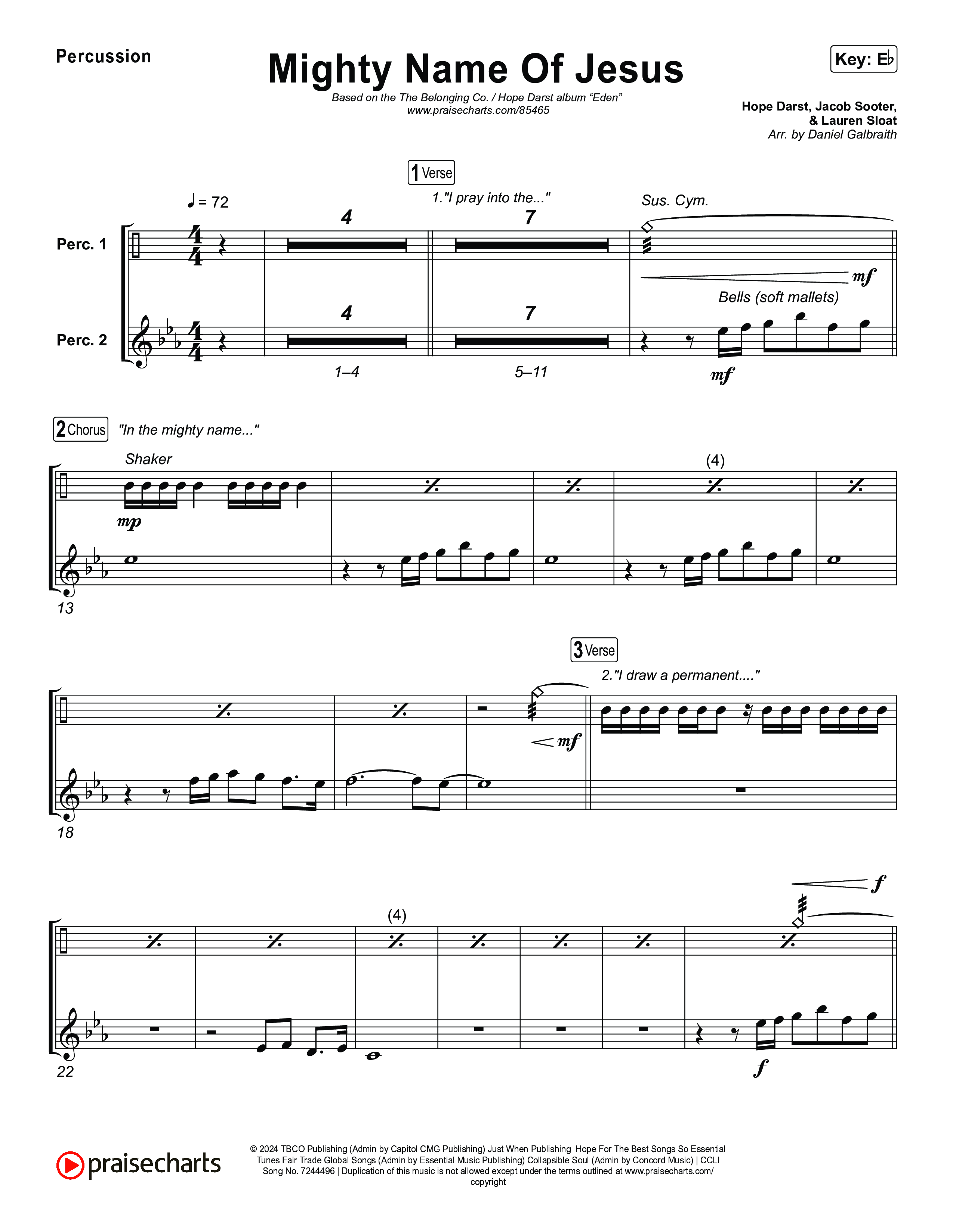 Mighty Name Of Jesus Percussion (The Belonging Co / Hope Darst)