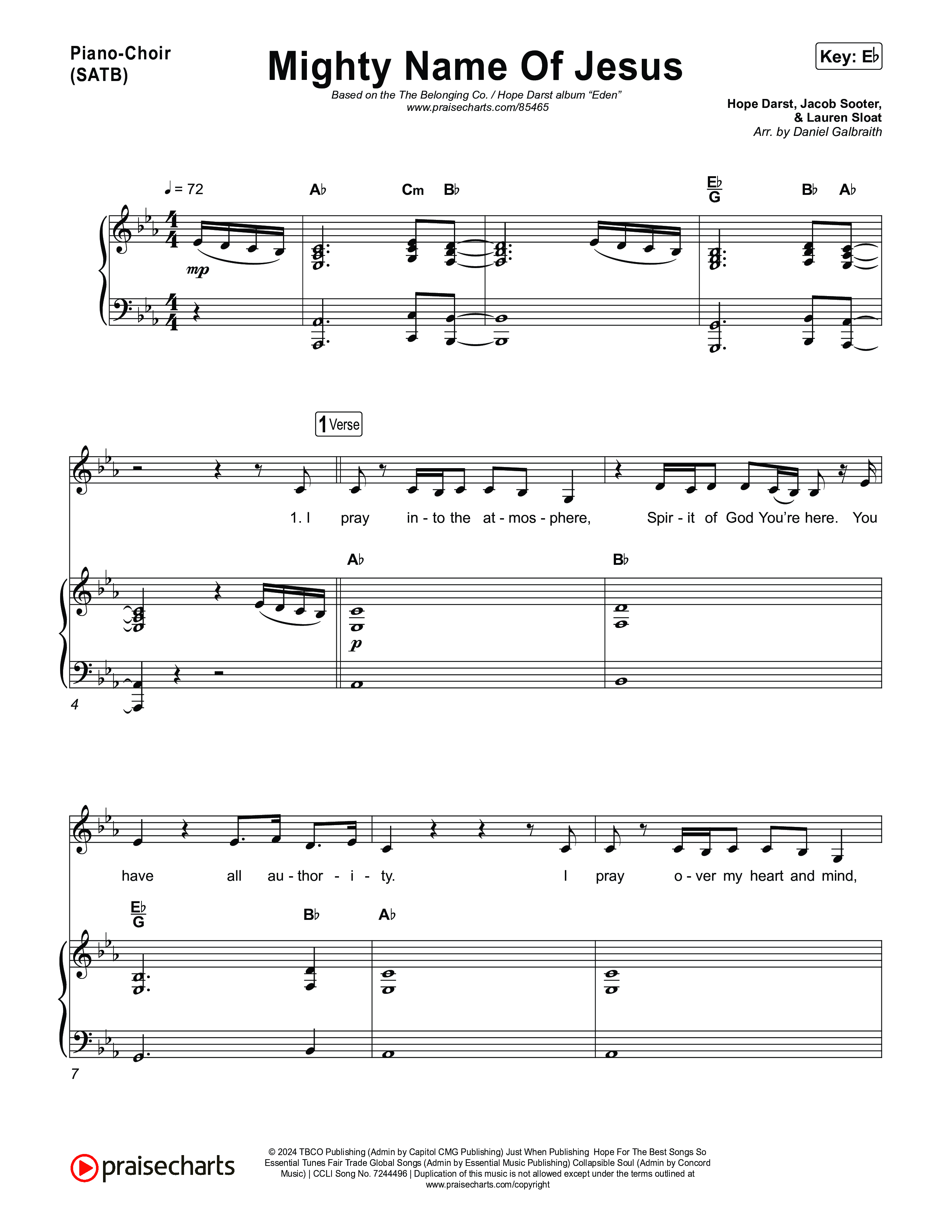 Mighty Name Of Jesus Piano/Vocal (SATB) (The Belonging Co / Hope Darst)