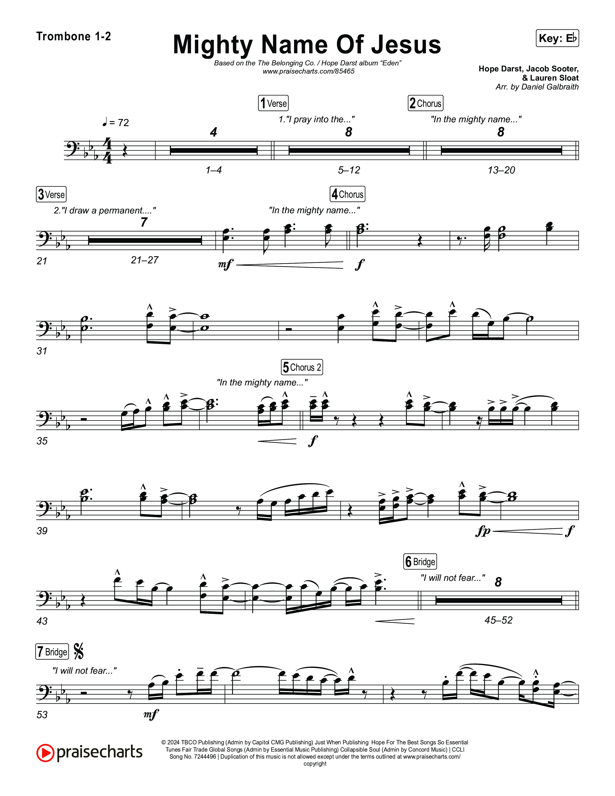 Mighty Name Of Jesus Trombone 1,2 (The Belonging Co / Hope Darst)