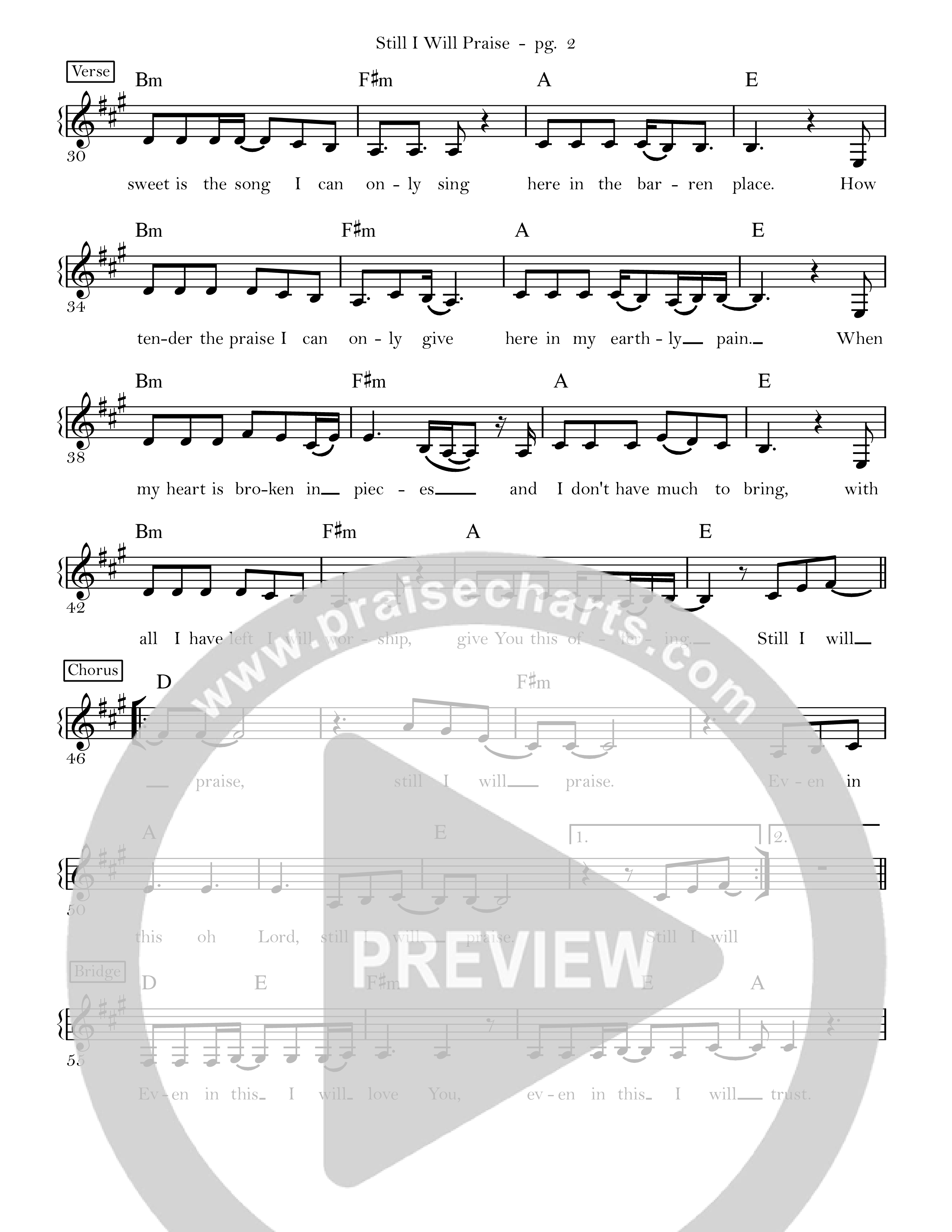 Still I Will Praise Lead Sheet Melody (Songs From The Soil / Lucy Grimble)